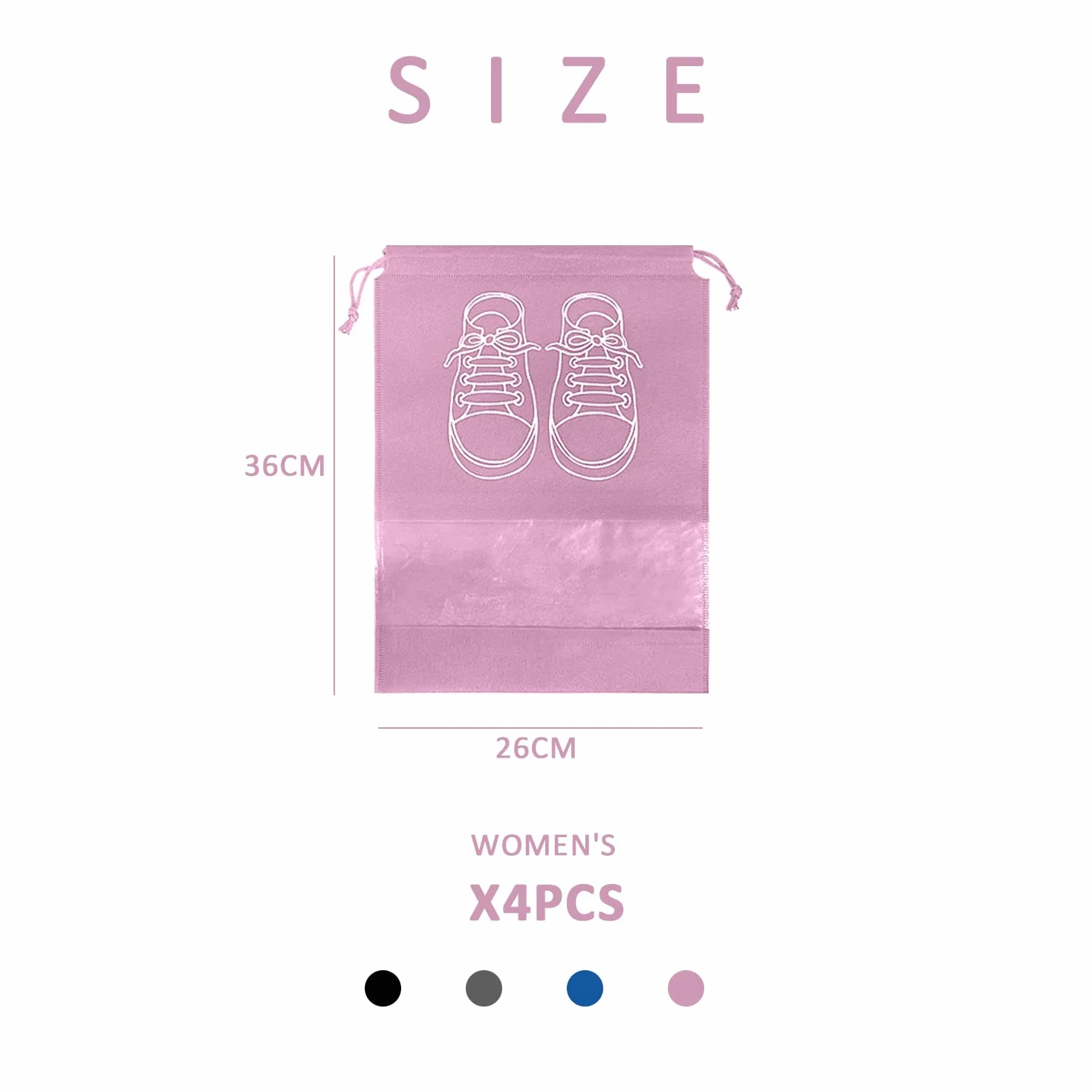 4szt. Worek podróżny na buty męskie, wodoodporny i pyłoszczelny worek na buty z rzepem, przenośna torba podróżna z przezroczystym uchwytem do codziennego użytku i podróży