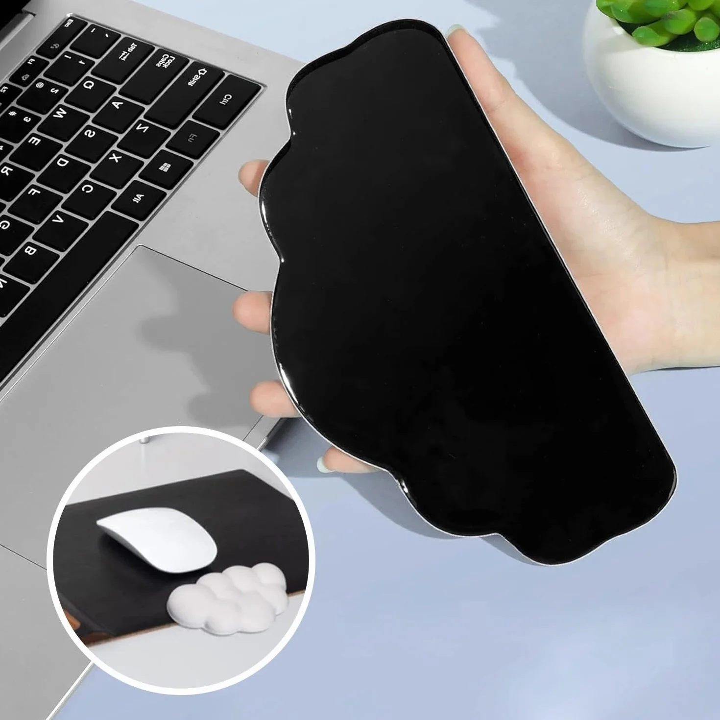 1 x podkładka pod nadgarstek, mysz w chmurze, uchwyt na klawiaturę, odpoczywa nadgarstki, antypoślizgowa podkładka pod nadgarstek, do komputera stacjonarnego, laptopa (biały)