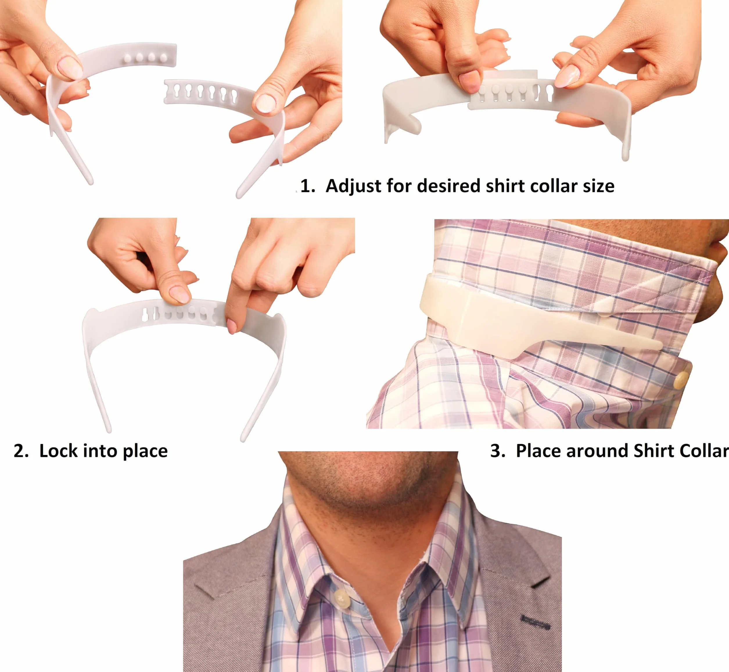 Slick Collar Regulowany kołnierz koszuli zestaw bonusowy z kołnierzykiem dla mężczyzn i kobiet koszule białe, małe, rozmiar 3XL, biały, One Size
