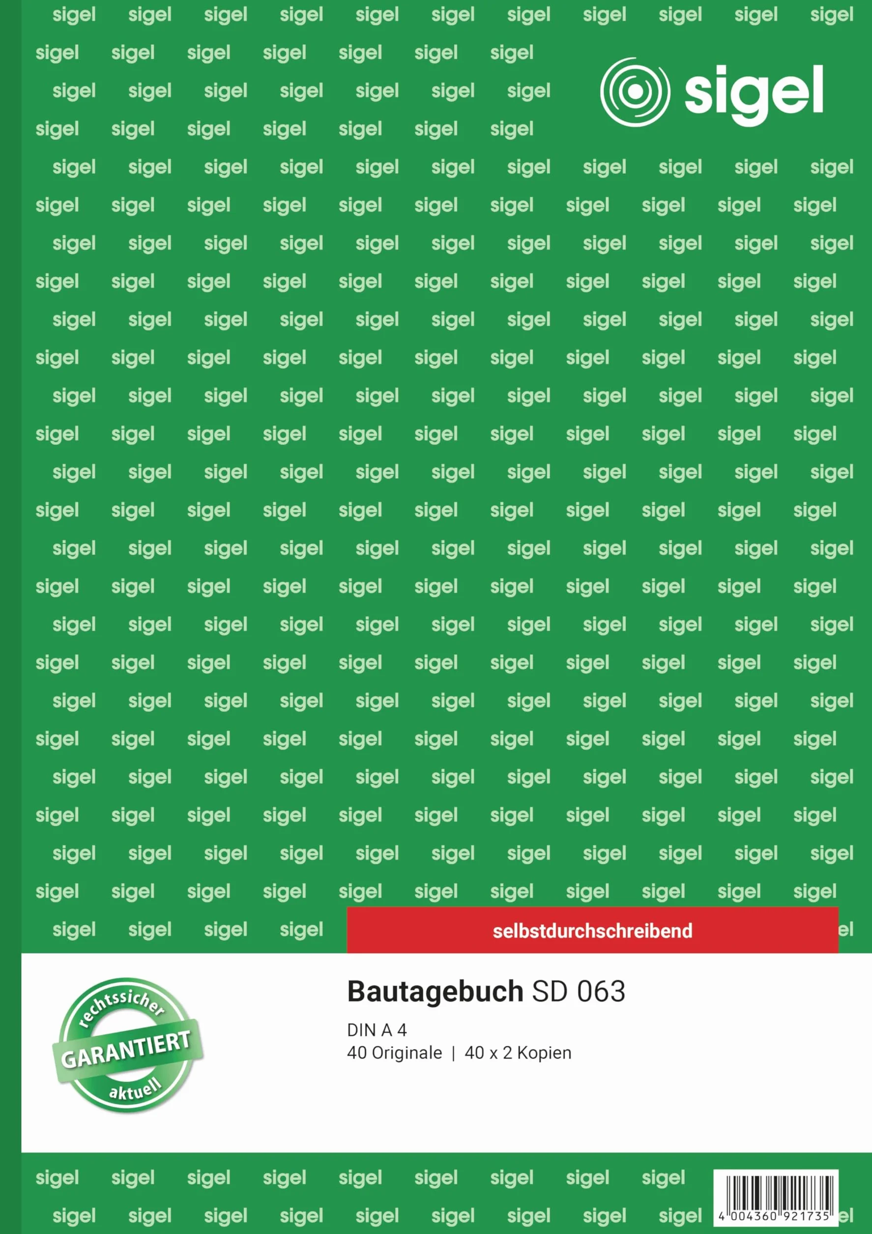 SIGEL SD063 dziennik budowy, A4, 3 x 40 arkuszy, samokopiujący, 1 sztuka