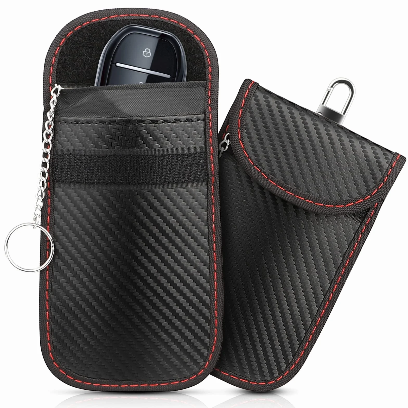 Keyless Go etui Ochronne na Kluczyki Samochodowe, 2 Sztuki, Faraday Bag RFID, etui na Klucze Radiowe, Antykradzieżowe, Etui na Klucze Samochodowe, 15 x 9 cm
