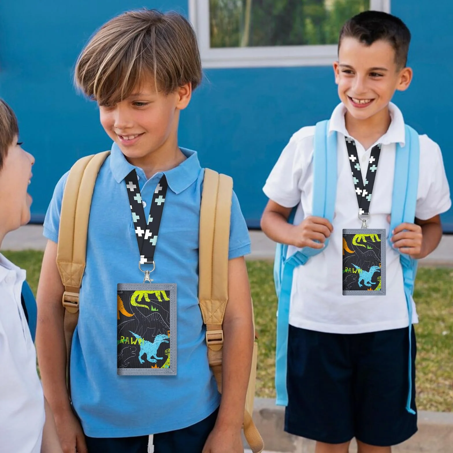 PLUSHCEWT Dinozaur dziecięcy portfel, wodoodporny portfel z zamkiem błyskawicznym Trifold, oryginalny portfel dla chłopców i dziewcząt, prezenty urodzinowe dla dzieci od 4 do 18, B, as shown