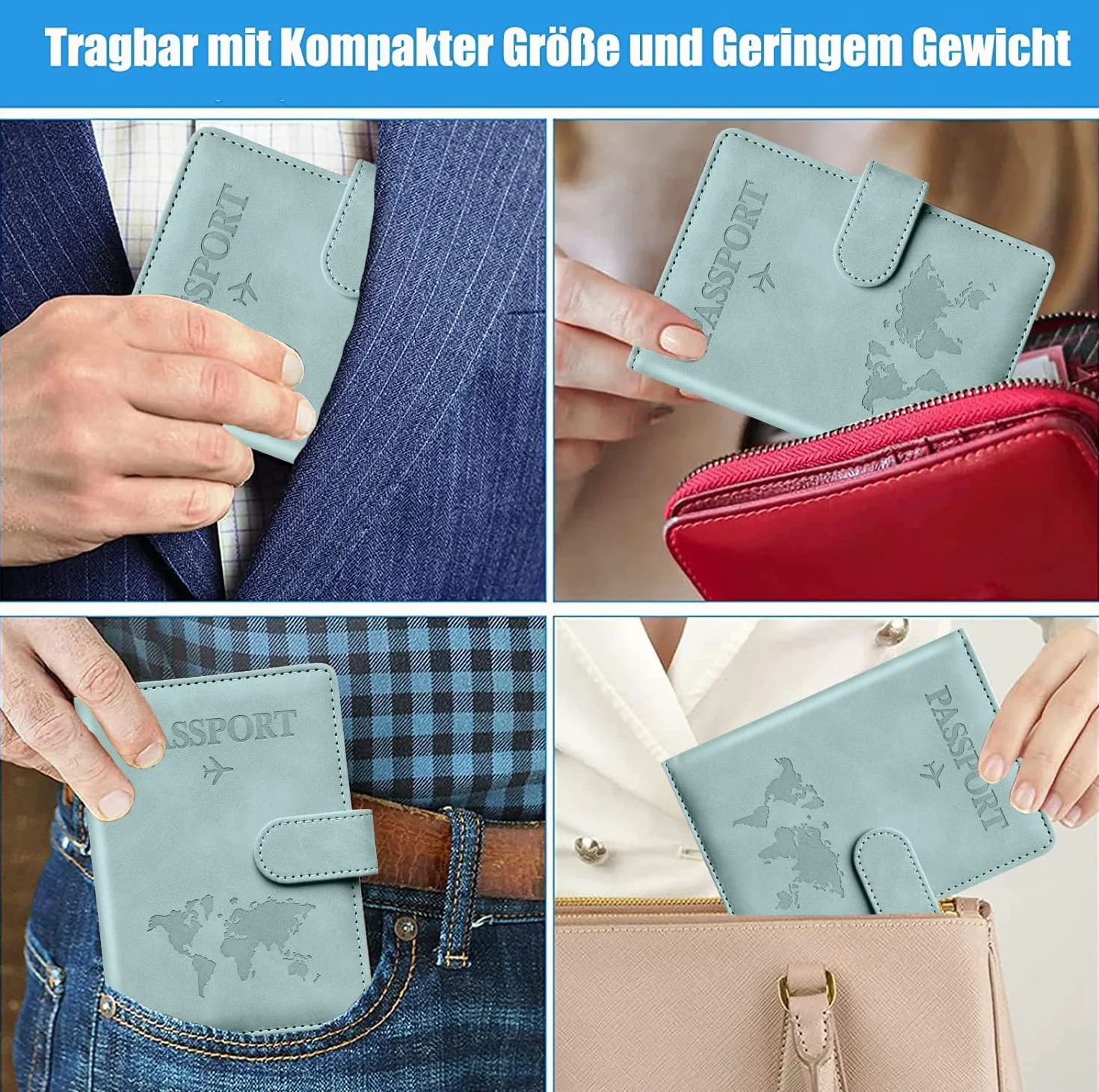 Toctax Etui na paszport podróżny blokada RFID etui na paszport ze skóry PU Portfel paszportowy na dokumenty z magnetyczną klamrą, B-violet, 11 cm x 15 cm x 1.8 cm, Nowoczesny