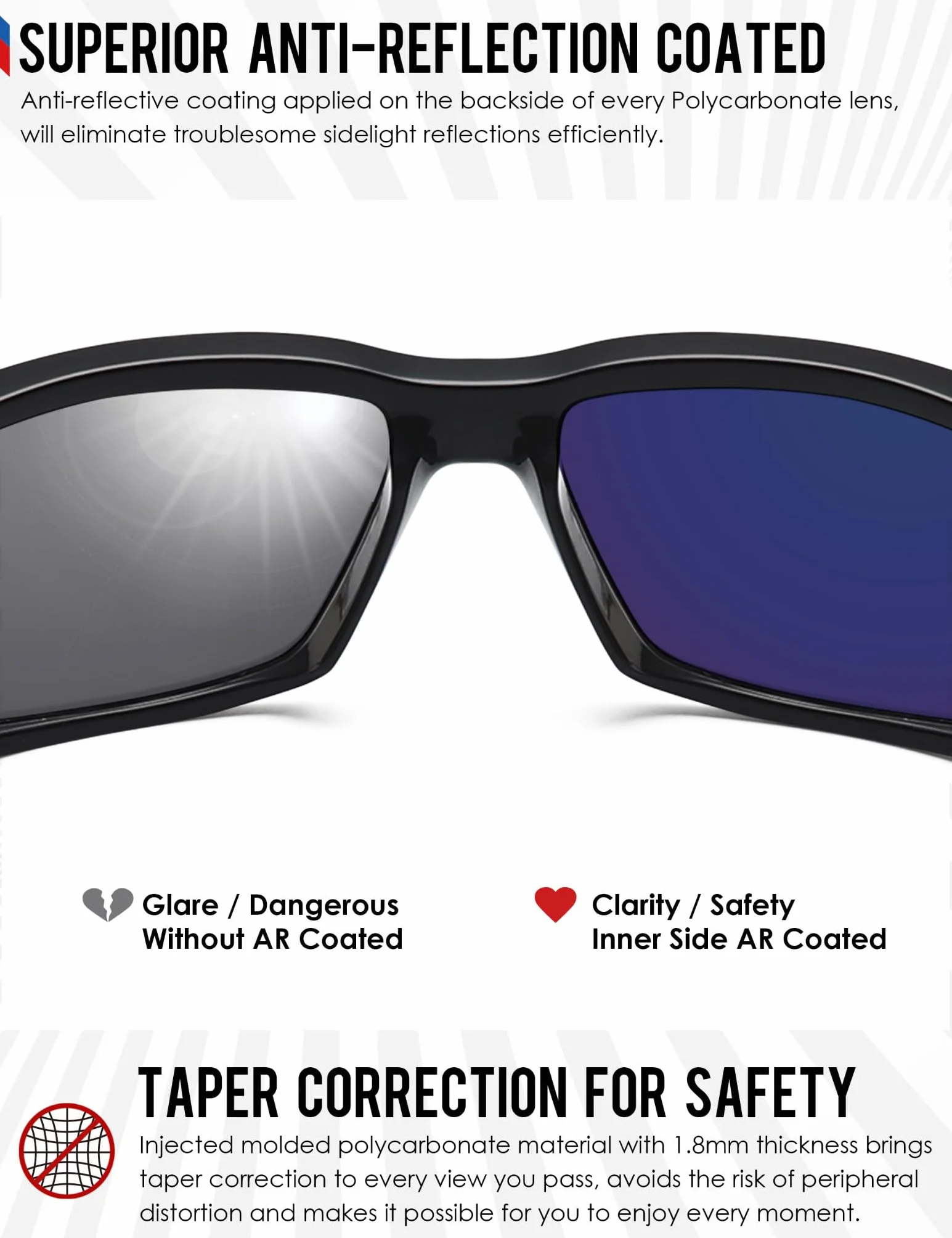 BlazerBuck Spolaryzowane soczewki zastępcze antysolne do okularów przeciwsłonecznych RayBan RB4234 58 mm