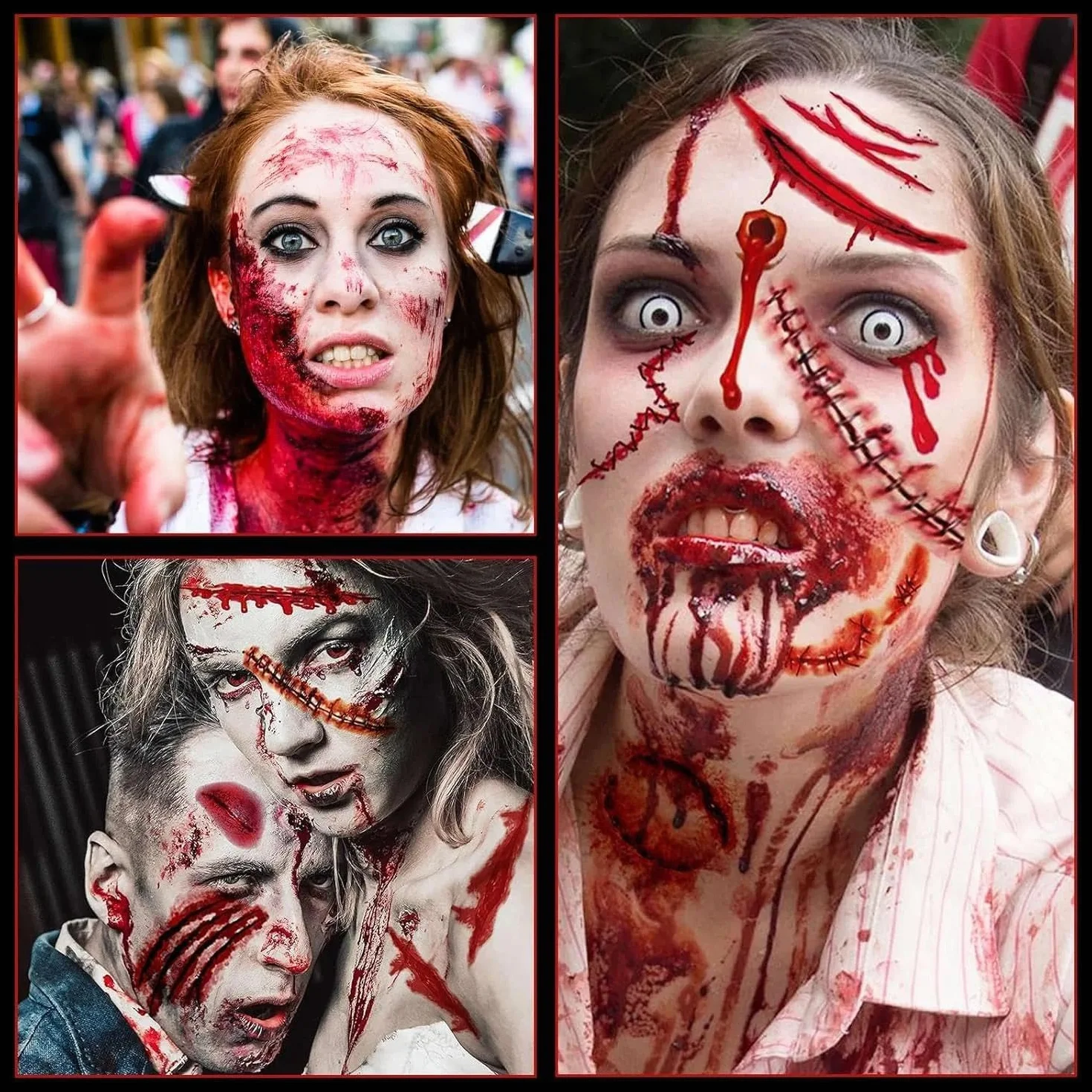 AKONE Halloween sztuczna krew 60 ml, 2 sztuki fałszywej krwi, film krew, krew wampira. Krew zombie, na karnawał, film, teatr, psoty, symulowane rany (zmywalne i bezpieczne)