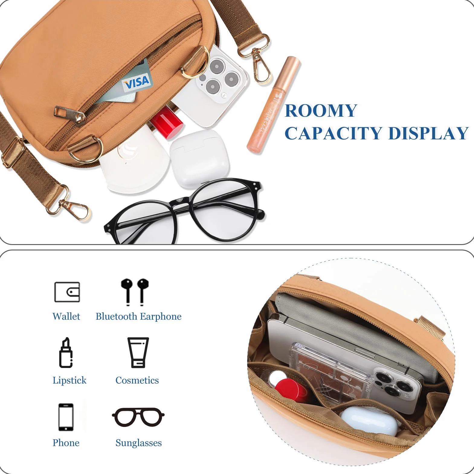 MAXTOP Mała torebka damska na ramię z odpinanym paskiem Torebka damska na ramię Torebka na telefon komórkowy do podróży Essentials
