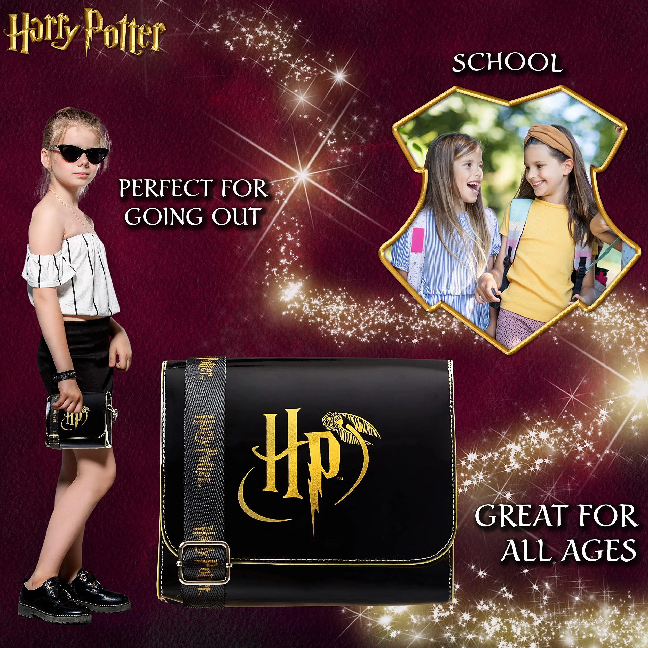 Harry Potter Torebka - Torba na ramię z regulowanym paskiem 18 x 16 Stylowe torby na ramię dla dziewczynek - Prezenty dla dziewczynek