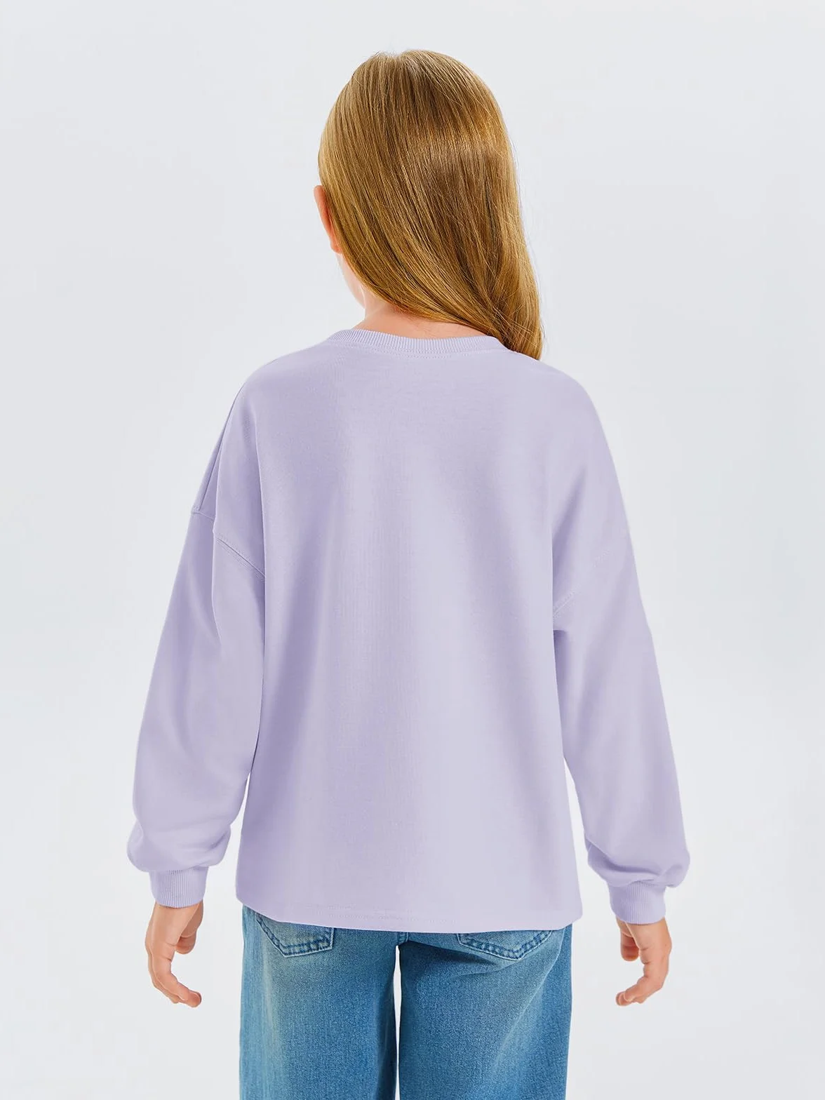 Haloumoning Dziewczęce bluzy z długim rękawem sweter dziecięcy lekki okrągły dekolt sweter top