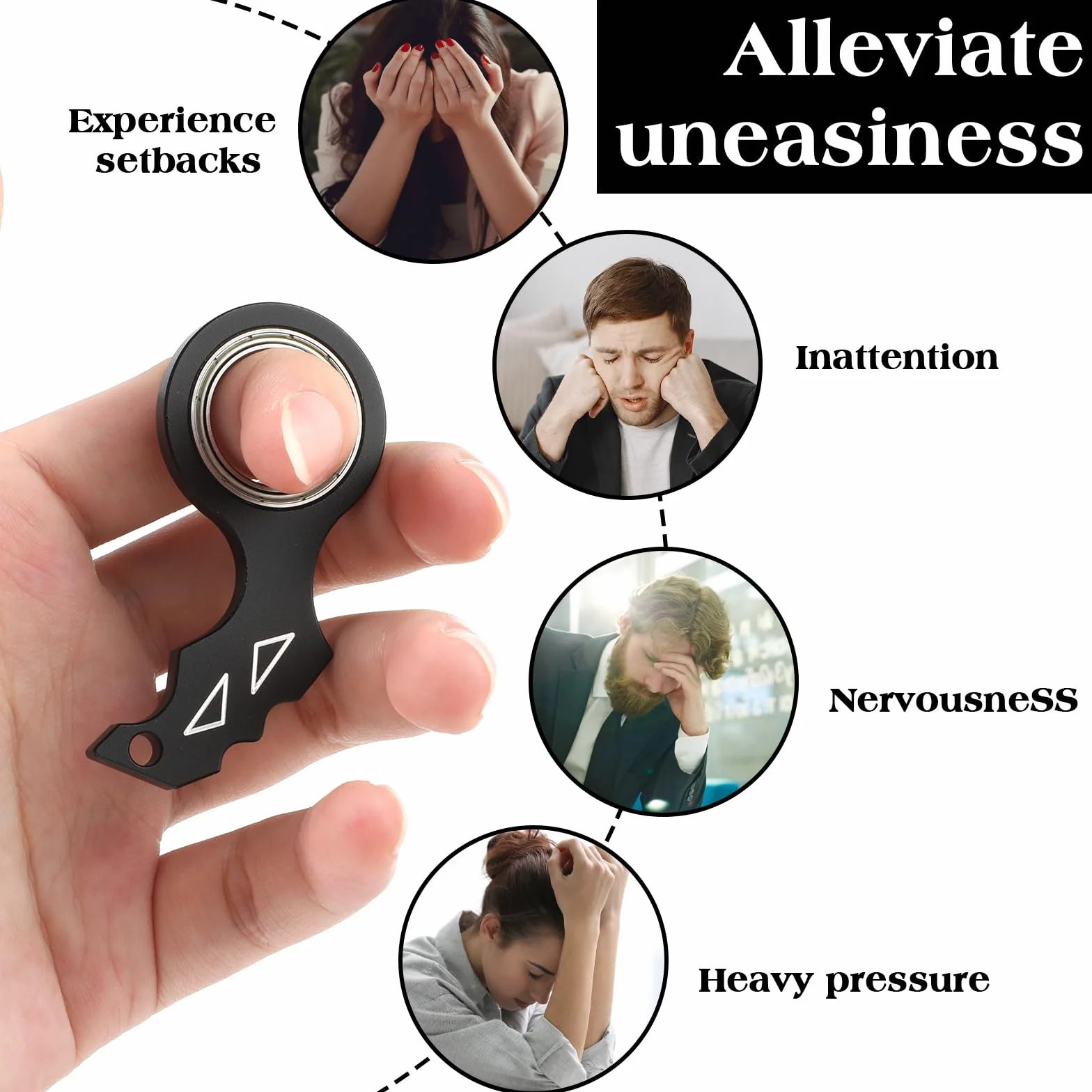 Tyqour Spinner Brelok Fidget Brelok dla dorosłych przenośny brelok spinningowy zabawka dla nastolatków dorosłych