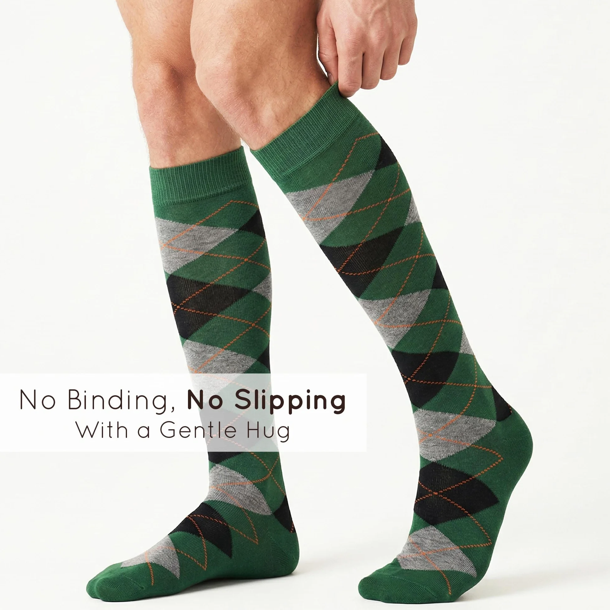 Mysocks podkolanówki dla kobiet i mężczyzn - oddychająca, czesana bawełna, bezszwowe palce, argyle, unisex, długie skarpetki - codzienne skarpetki golfowe do kolan