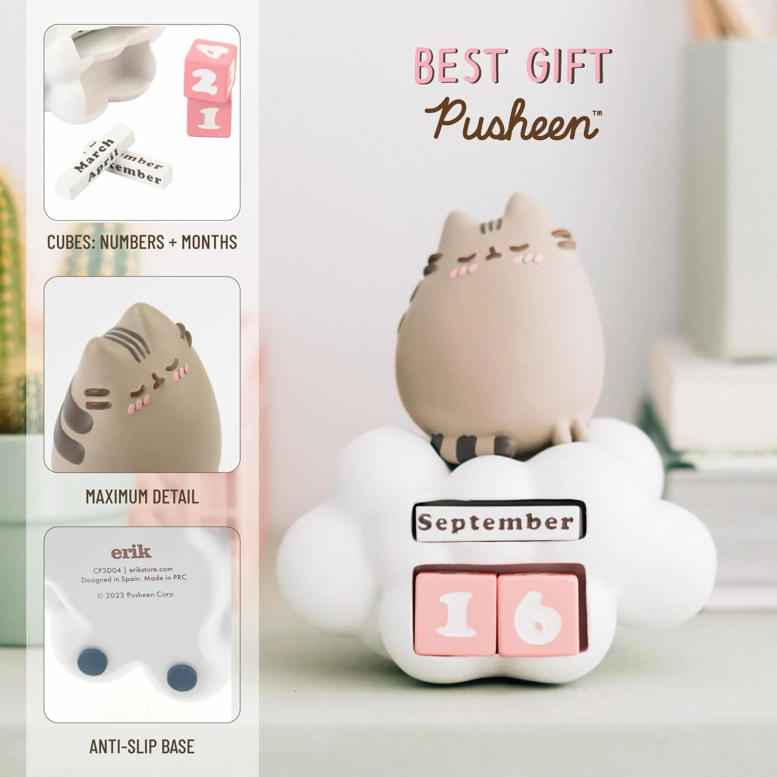 Grupo Erik Pusheen Perpetual Calendar | Flip Calendar | Pusheen Calendar | Perpetual Calendars | Pusheen Desk Calendar | Pusheen Cat Figure | Pusheen Gifts | Cool Calendar