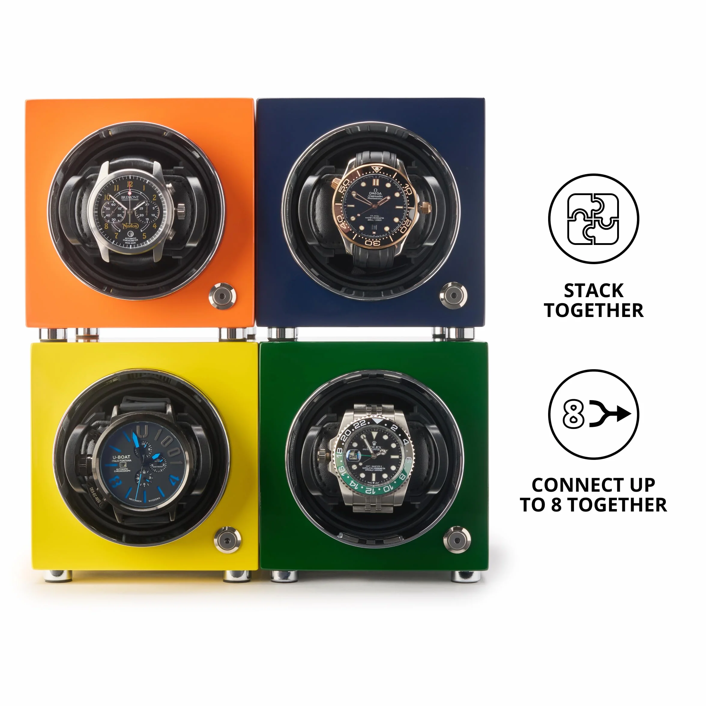 BARRINGTON Watch Winder - Automatyczna obrotowa obudowa - nawijarka do zegarków automatycznych: kompaktowa ładowarka, super cichy silnik, akumulator i zasilacz sieciowy