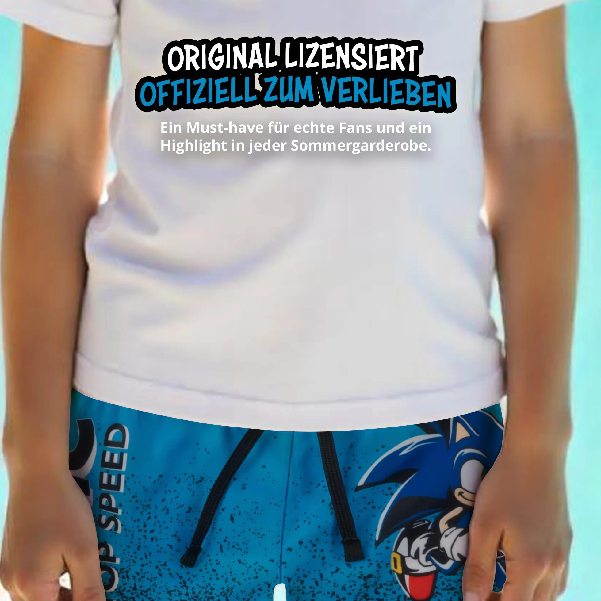 United Labels Sonic The Hedgehog kąpielówki dla chłopców – Top Speed dziecięce spodnie do pływania odzież kąpielowa spodnie niebieskie