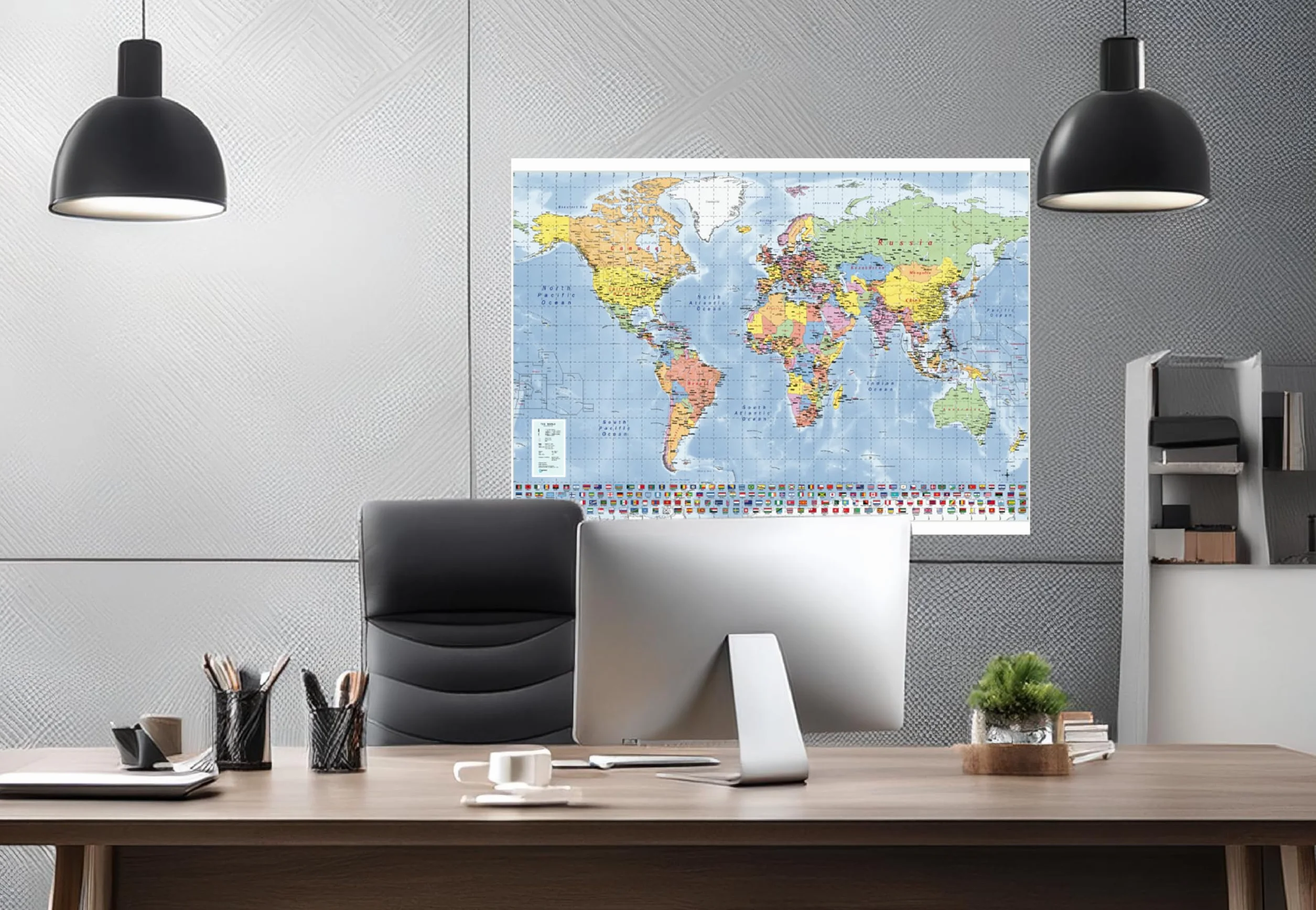 GeoMetro mapa świata 100x70 cm, wydana w 2024 roku, składana wersja z flagami świata