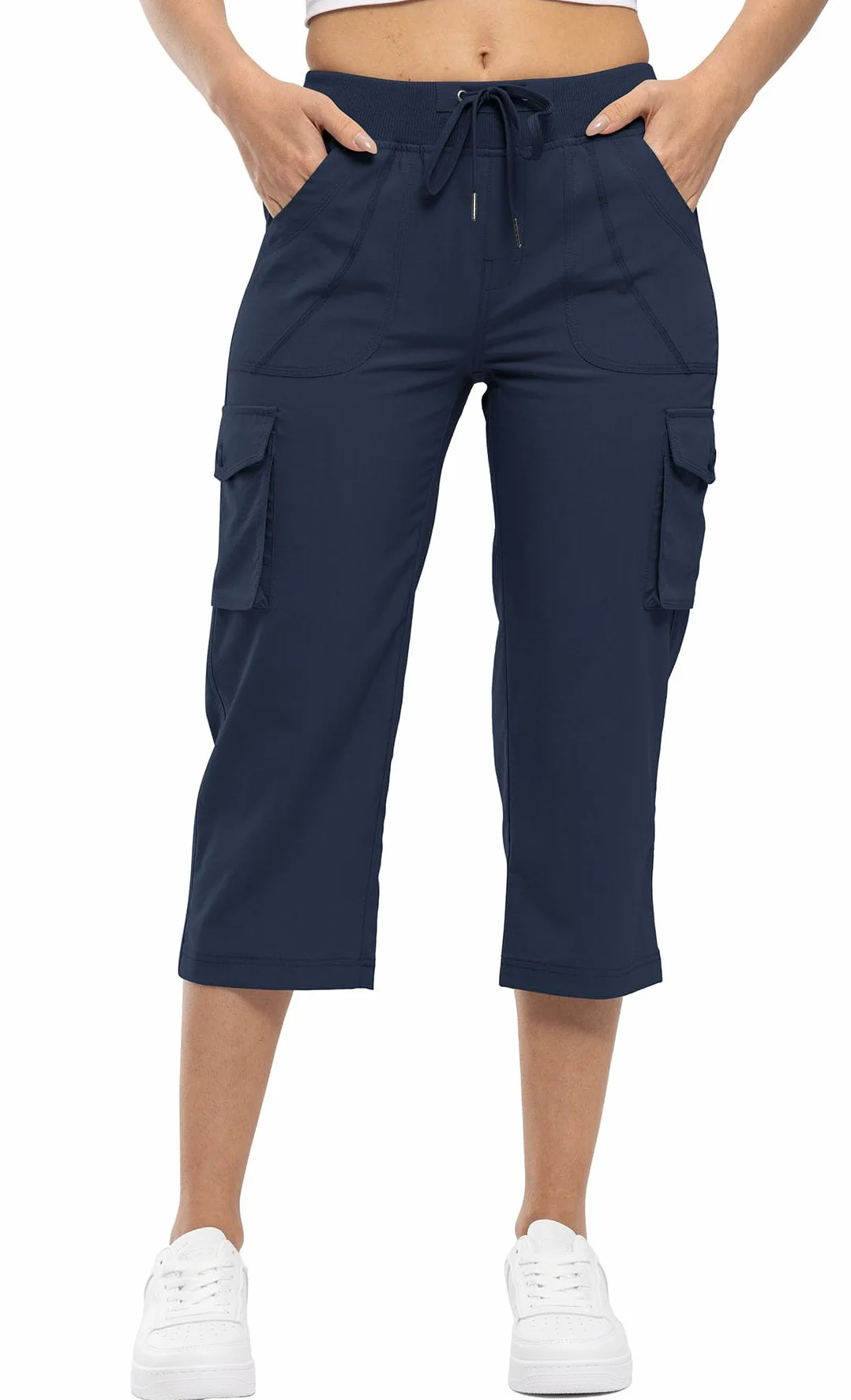 YSENTO Damskie spodnie trekkingowe, spodnie outdoorowe, spodnie letnie Capri Cargo, lekkie spodnie trekkingowe, spodnie funkcyjne