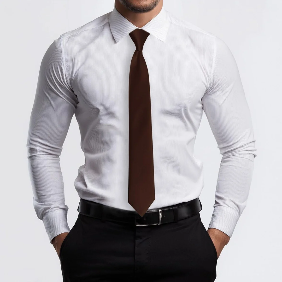 TigerTie Wąski designerski krawat jednokolorowy uniwersalny - krawaty krawatowe - szerokość krawata 5,5 cm, ciemnobrązowy, Krawattengröße: ca. Länge 150 cm, Breite 5,5 cm