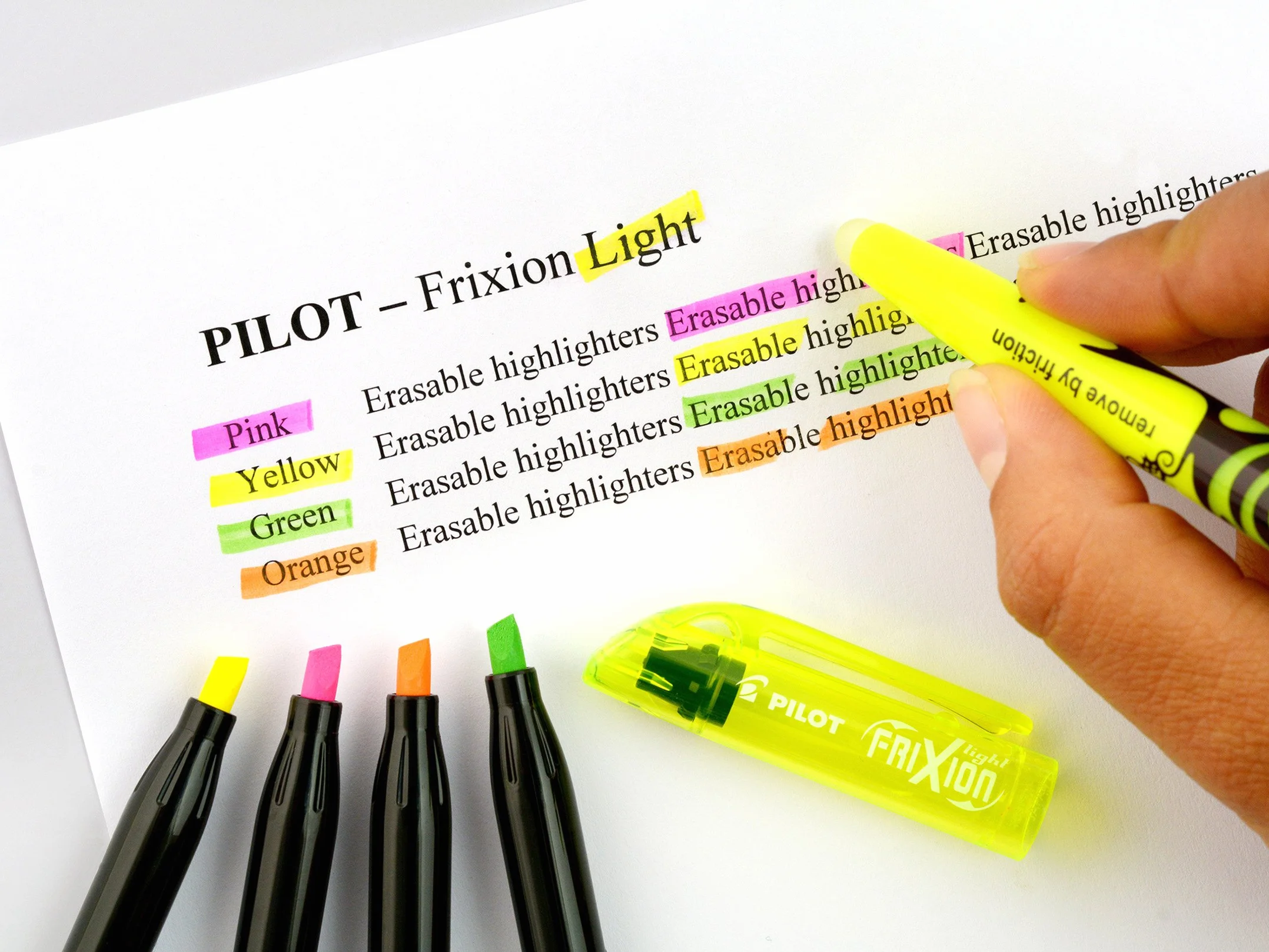 Zestaw 3x wymazywalny zakreślacz PILOT Frixion mix kolorów: 1 x różowy, 1 x żółty, 1 x zielony