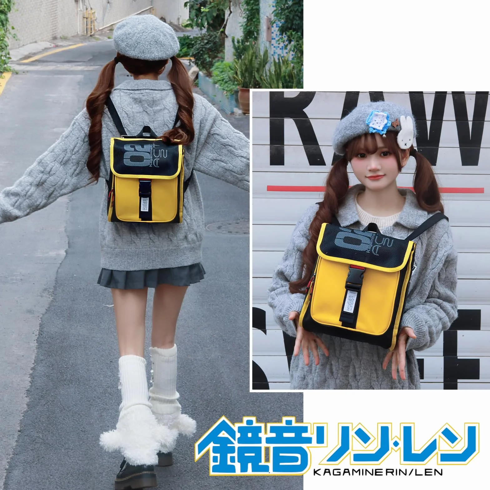 FIREFIRST x Hatsune Miku & Kagamine Rin/Len 2WAY Square Type Rucksack Plecaki Codzienne