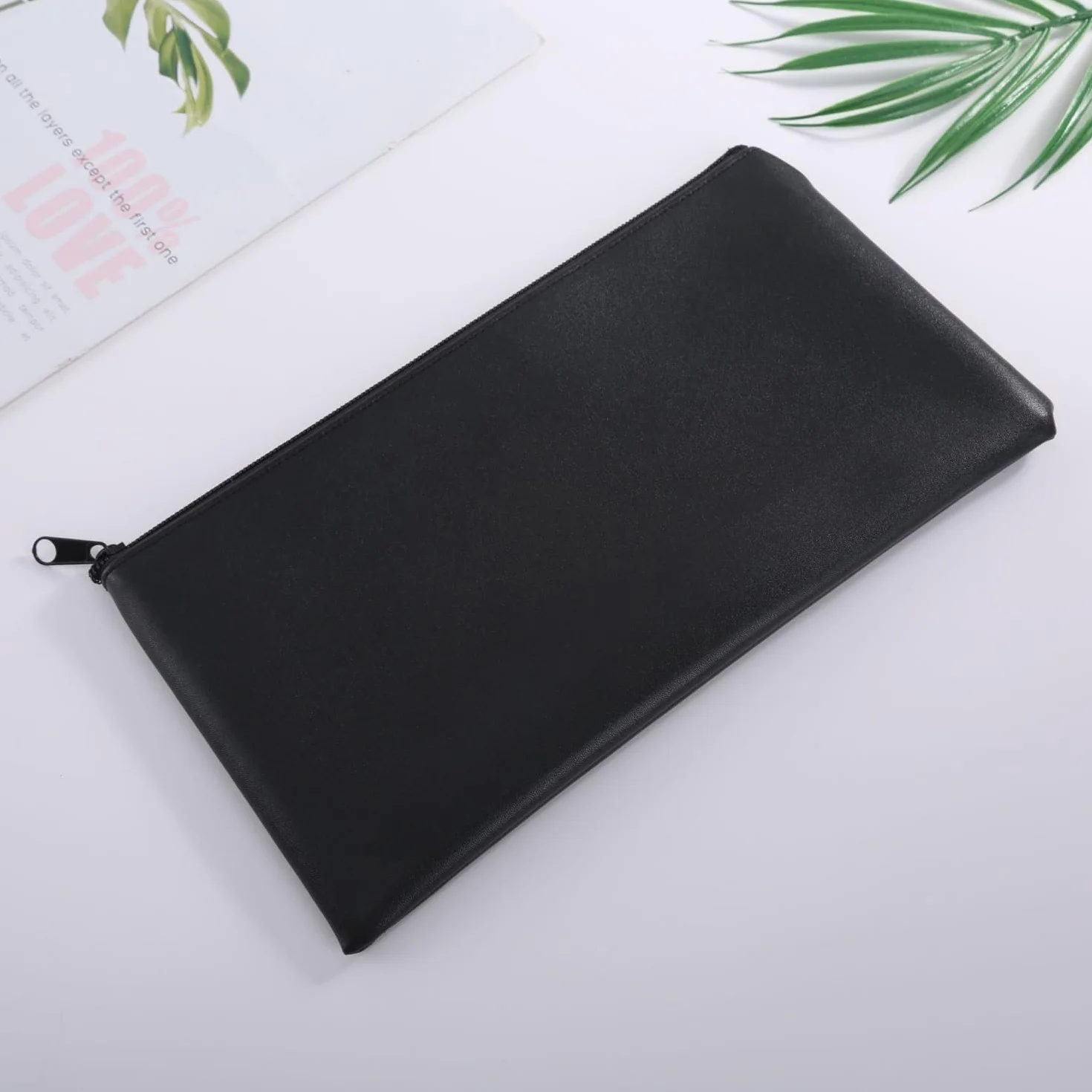 3 szt. torby na pieniądze bankowe z skóry PU, z zamkiem błyskawicznym 30 x 15 cm