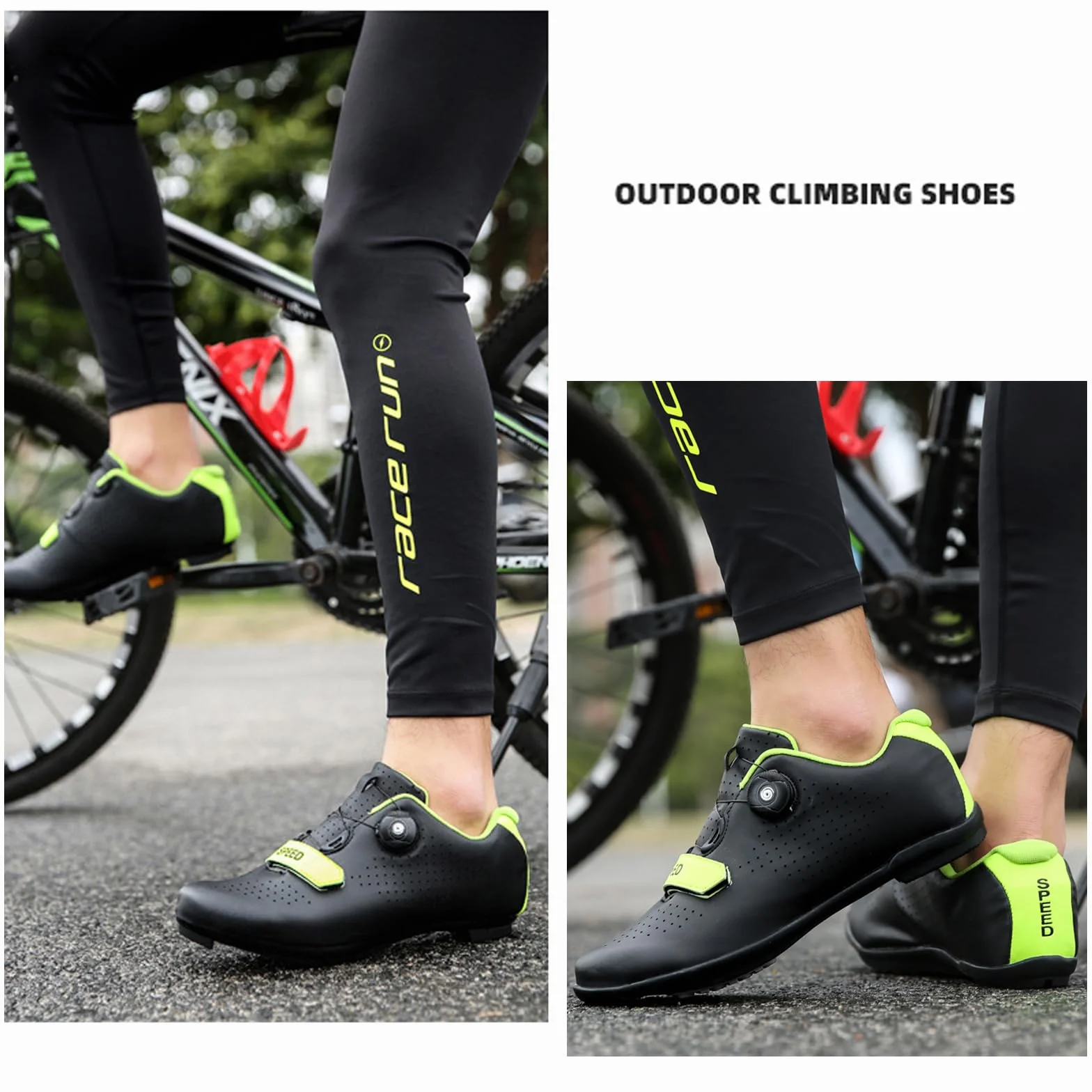 LZQpearl Trampki Rowerowe, Górskie Trampki Rowerowe I Szosowe Z Gumową Podesztywą Buty Rowerowe Bez Blokady System Sznurowania Szybkie Obrót Black, 43
