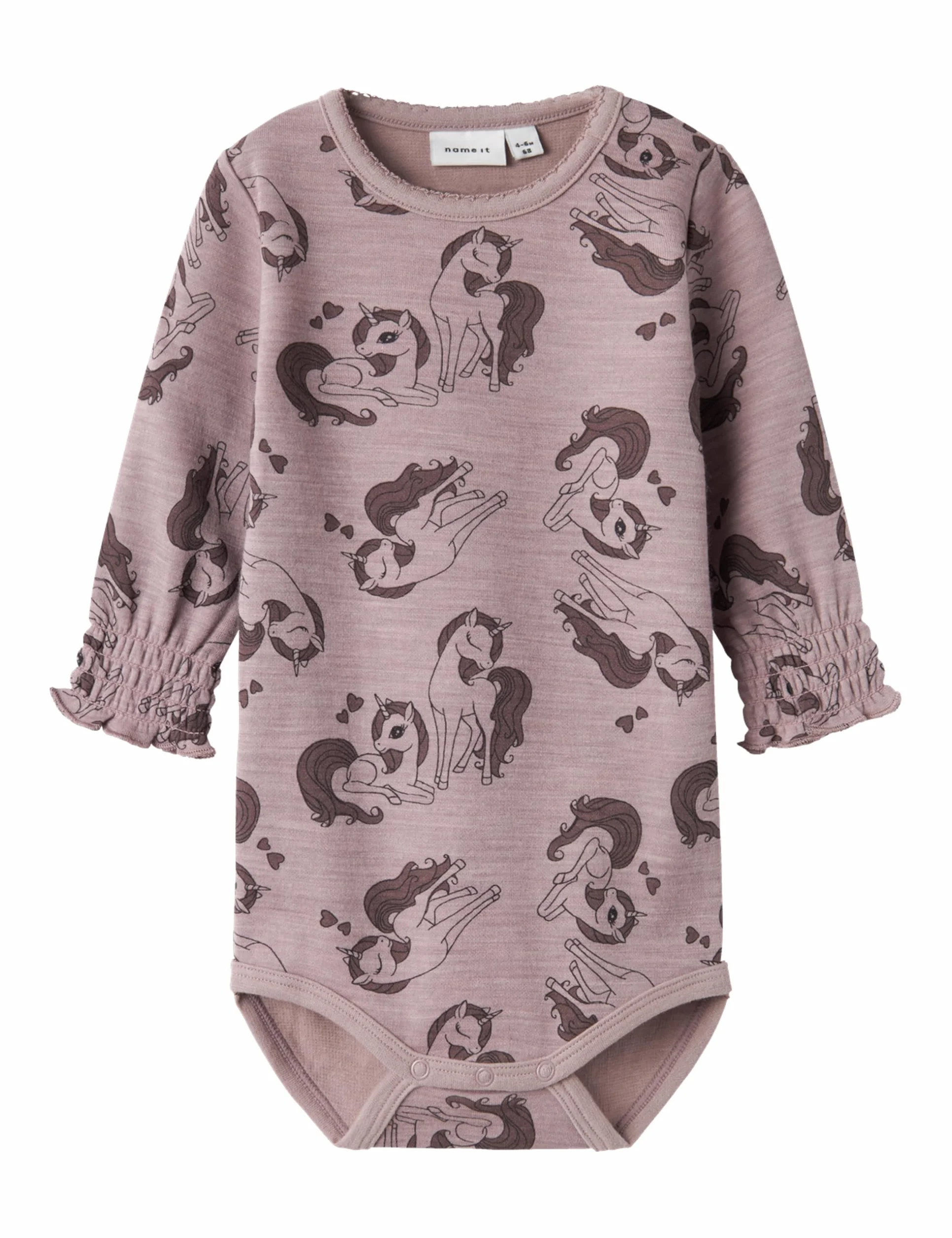 NAME IT Body z długim rękawem Niemowlęta - dziewczynki Nbfwuppo Wool/Co Ls Body