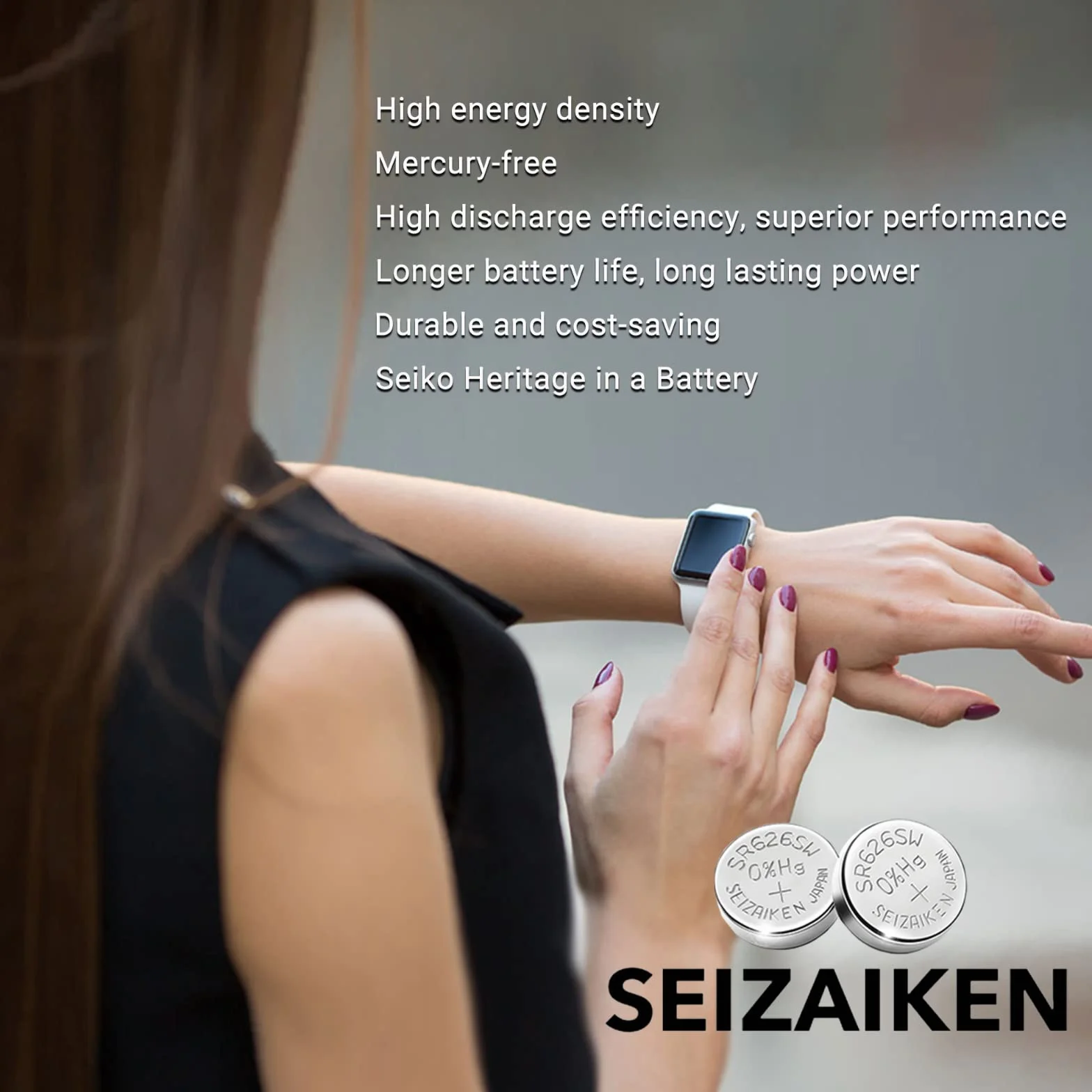 377 SR626SW 1,55 V 0% Hg bateria do zegarka z tlenkiem srebra (2 baterie) wyprodukowana w Japonii przez Seiko
