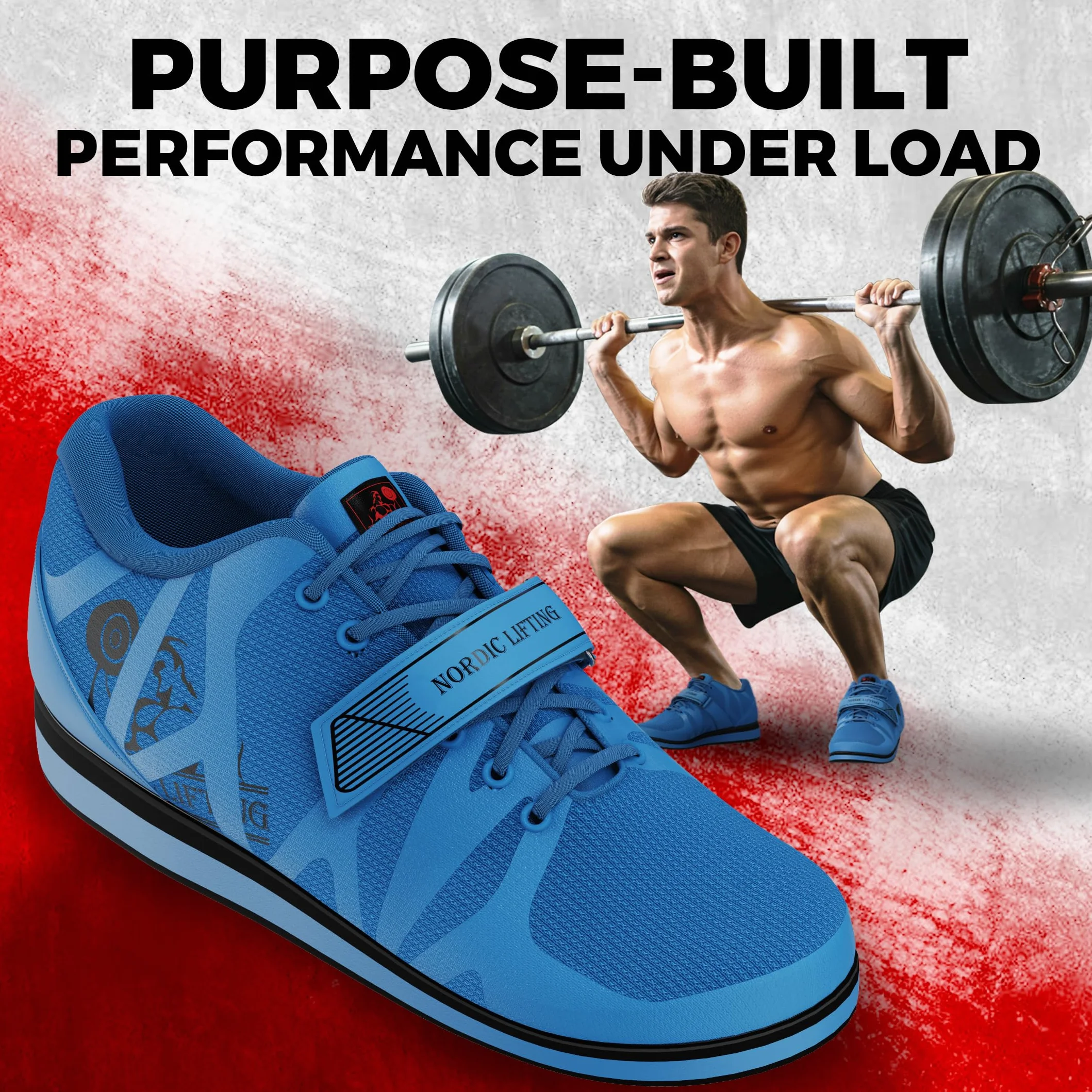 Buty Nordic Lifting Powerlifter do intensywnych treningów - Buty do podnoszenia ciężarów i powerlifting - MEGIN (niebieski, Unijne rozmiary obuwia, Dla dorosłych, Tabela rozmiarów, Średnia, 43)