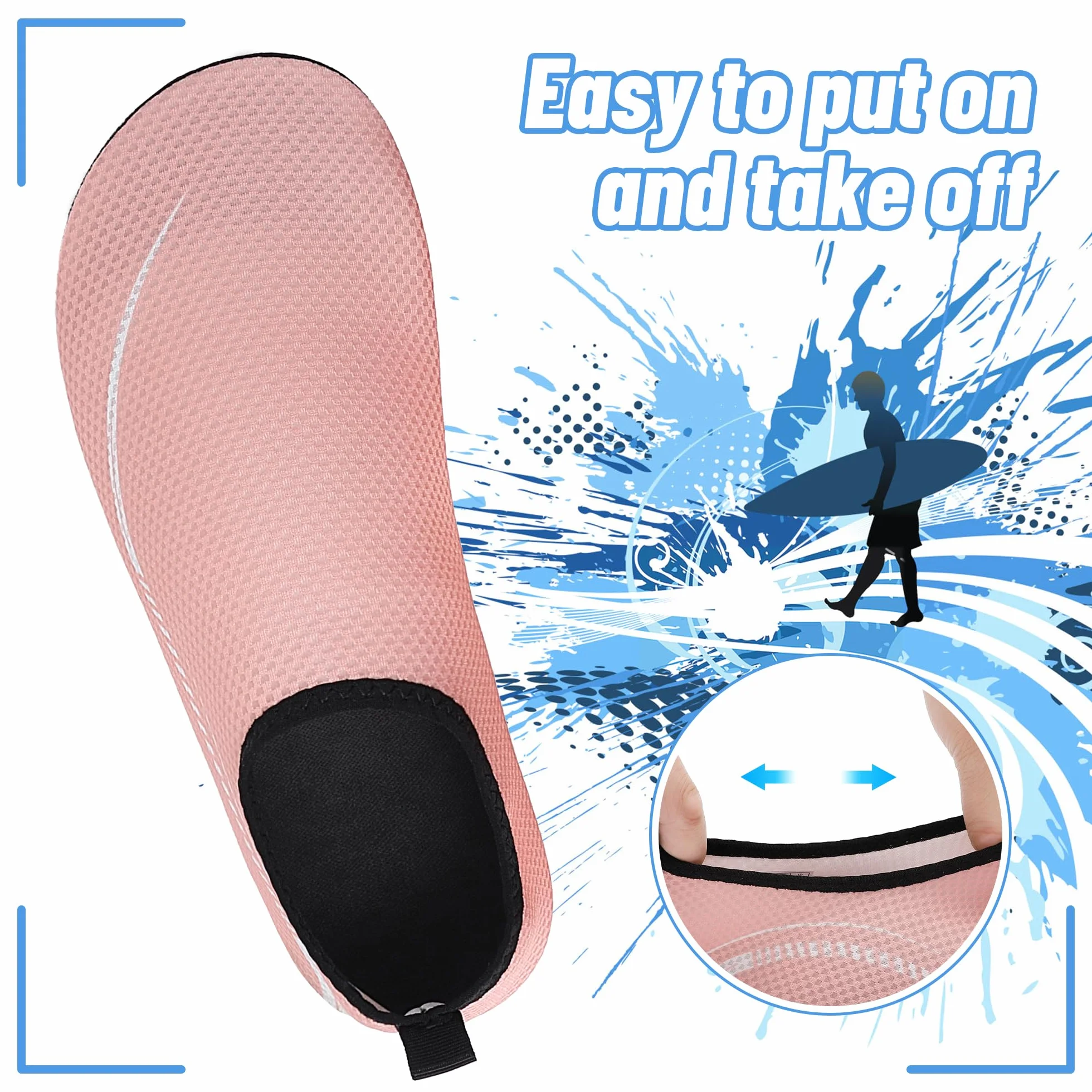 Buty do Wody Water Shoes Buty do SportóW Wodnych Lekkie Buty do PłYwania Buty PlażOwe Buty do Jogi Buty do Surfowania dla Kobiet I MężCzyzn.Różowy, 41EU