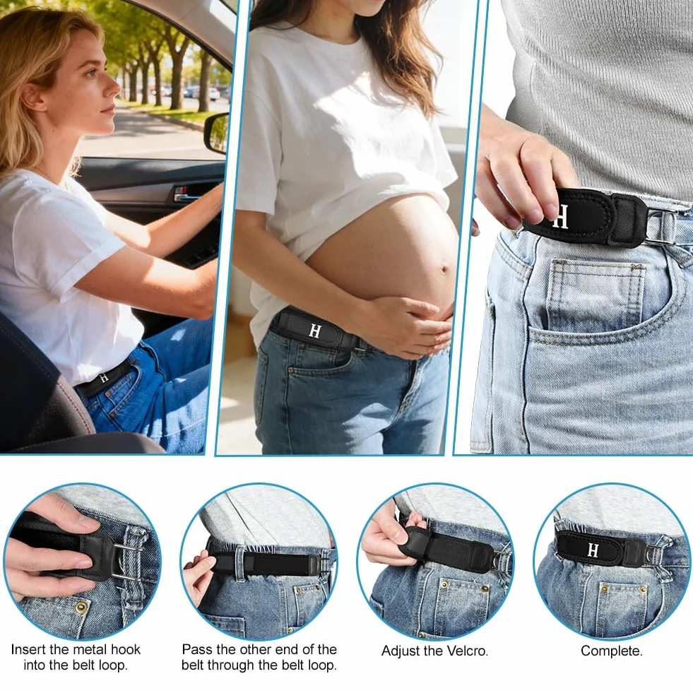 Vicloon Elastyczny pasek z metalowymi haczykami, regulowany pasek z metalowym haczykiem i zapięciem na rzepy, unisex, bez klamry, niewidoczny, wygodny, rozciągliwy