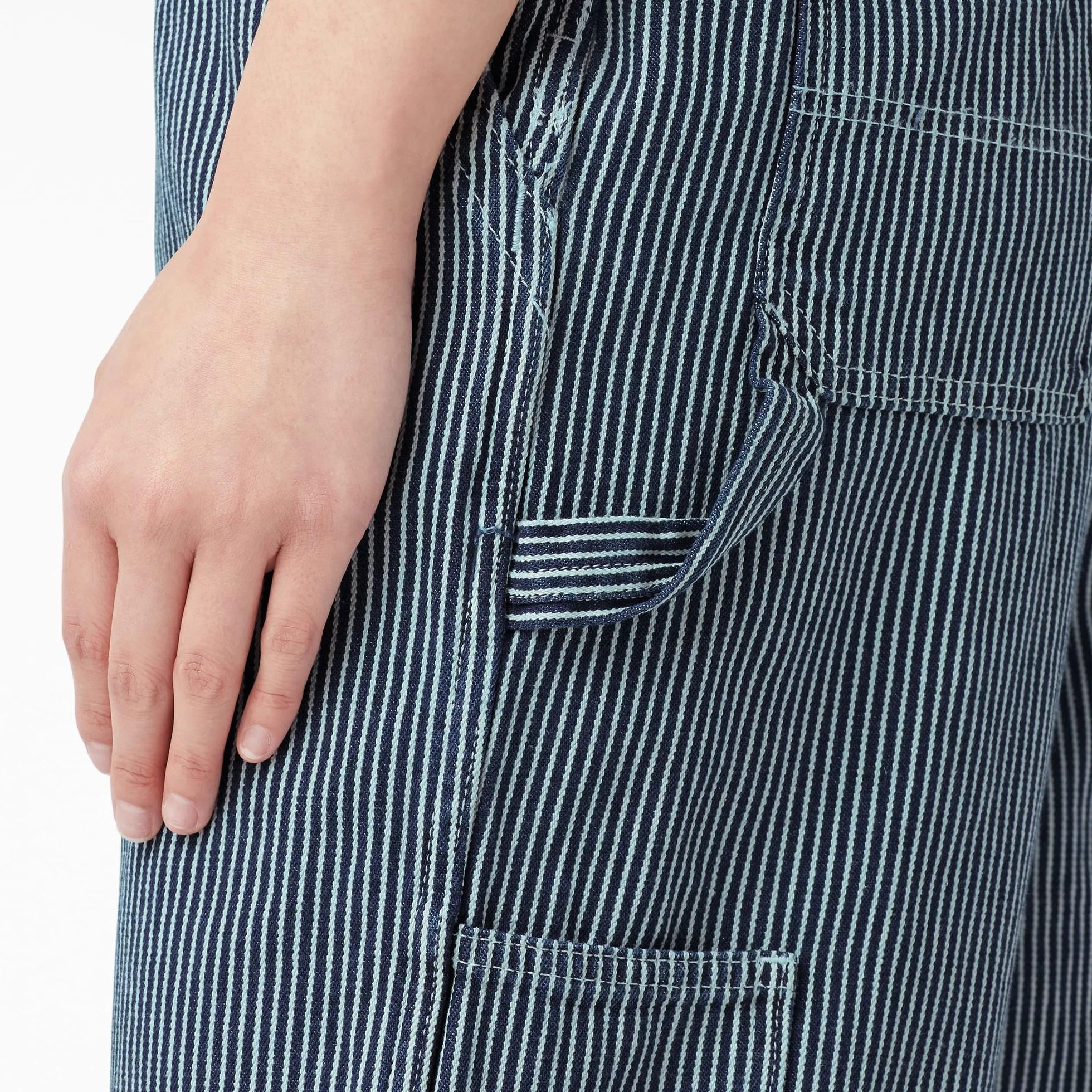 Dickies, Damskie ogrodniczki w swobodnym stylu z prostymi nogawkami, Rinsed Hickory Stripe, M