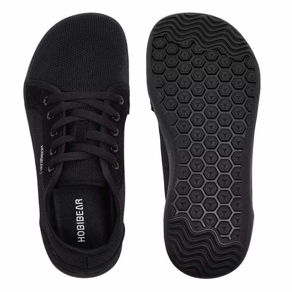HOBIBEAR Unisex szerokie buty do chodzenia boso dla mężczyzn i kobiet, do biegania w terenie, minimalistyczne, lekkie i oddychające, czarny, 41 EU