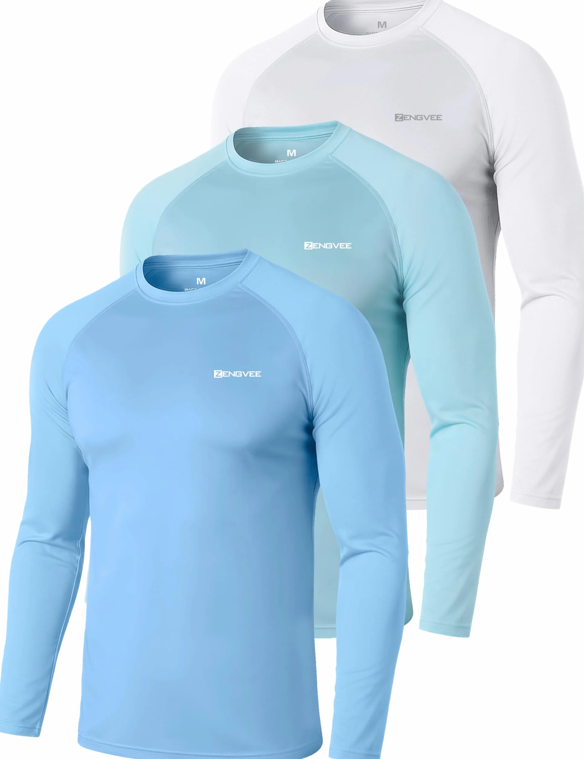 ZENGVEE Rashguard męska koszulka chroniąca przed promieniowaniem UV UPF 50+, szybkoschnąca, lekka, oddychająca, ochrona przed słońcem, do surfowania, pływania, biegania, 3 sztuki w opakowaniu