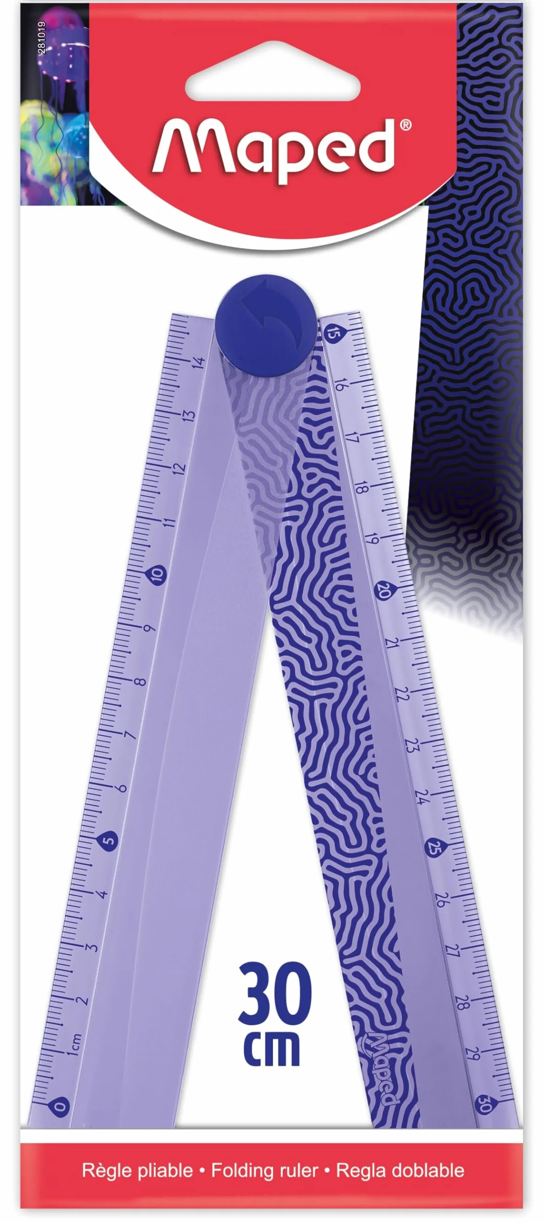 Maped - Linijka składana 2 w 1 - Linijka 15/30 cm - Ozdobna linijka z tworzywa sztucznego - Seria Deepsea Paradise