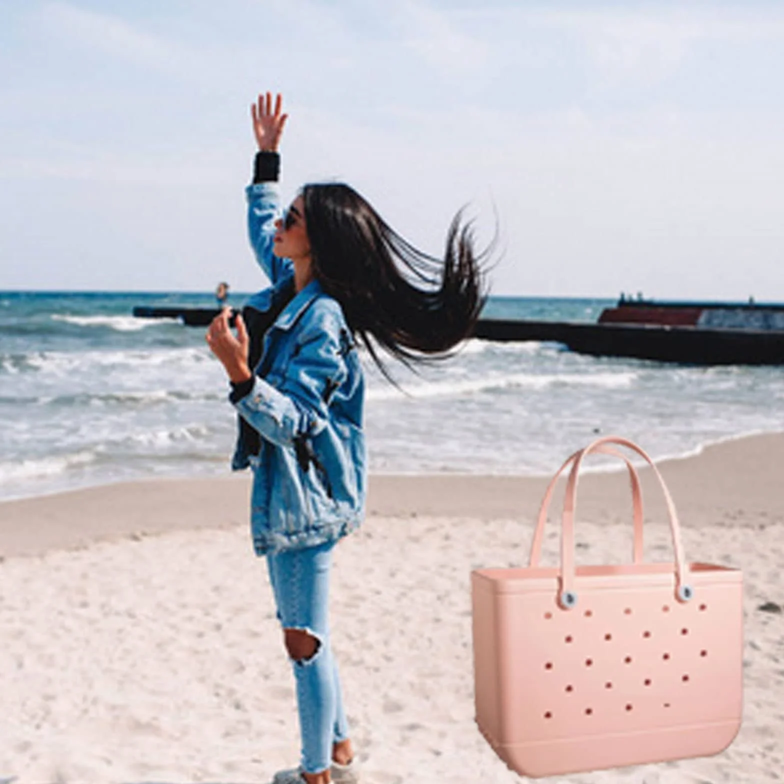 Beach Tote Bag Holiday Essentials Rubber Tote Bag Shopper Shoulder Bag Handbag Siłownia Basen z mokrym basenem podróżnym