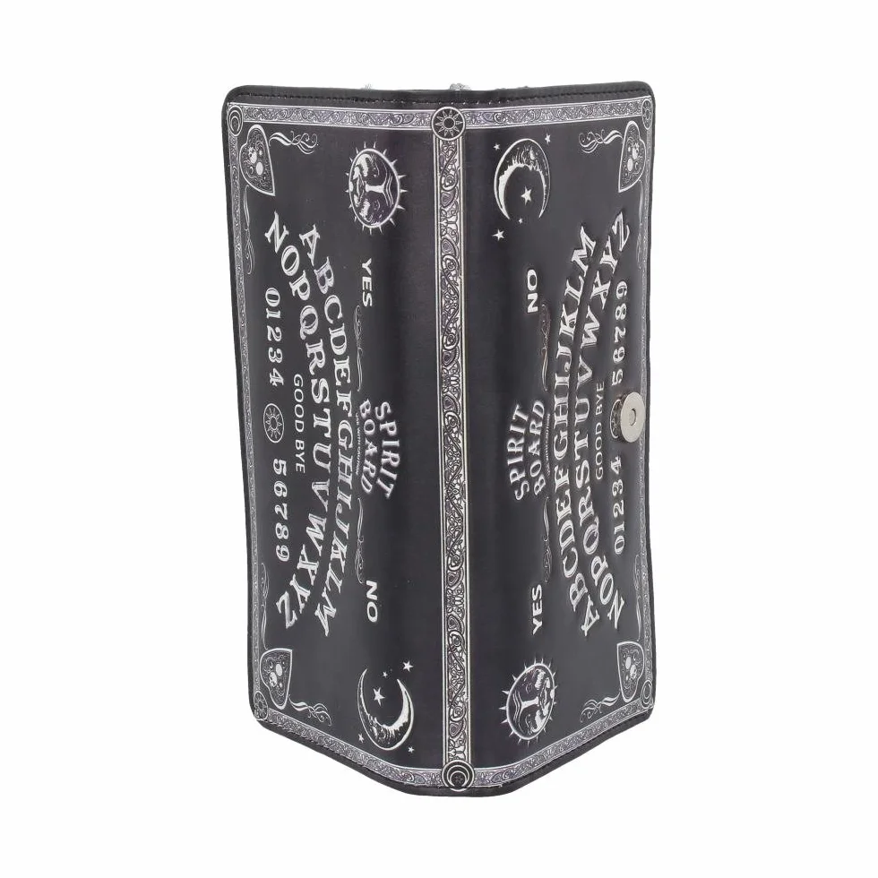 Nemesis Now Spirit Board Tłoczona torebka Ouija 19 cm, skóra PU, czarny, klasyczny czarno-biały wzór tablicy spirytusowej, magiczny i stylowy, piękne tłoczone detale