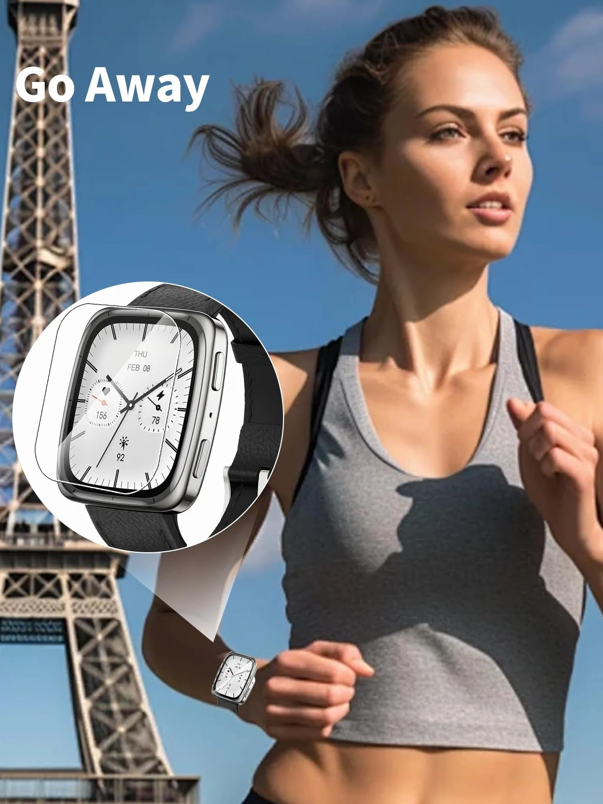 Folia ochronna na wyświetlacz ze szkła hartowanego do smartwatcha AMAZFIT Active 2 Square z wysokim aluminiowym brzegiem – chroń swoje urządzenie za pomocą trwałej folii, opakowanie 3 szt