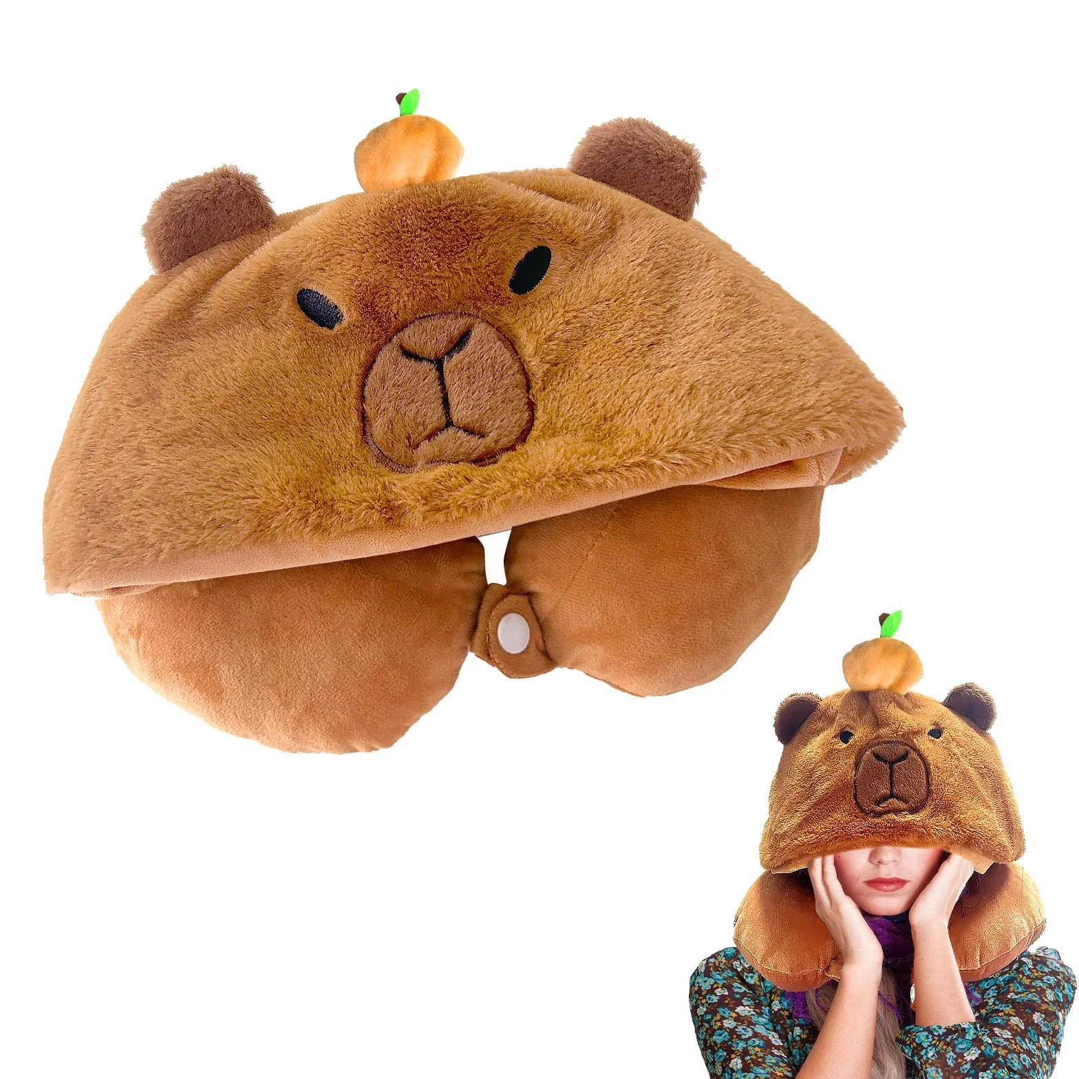 Poduszka Pod Szyję Capybara, Poduszka Podróżna Kapibara, Poduszki Pod Szyję, Cie Litery U Poduszka Podtrzymuj, dla DorosłYch i Dzieci Samolotowe Podróże do Spania i Biwakowania(Karmel)