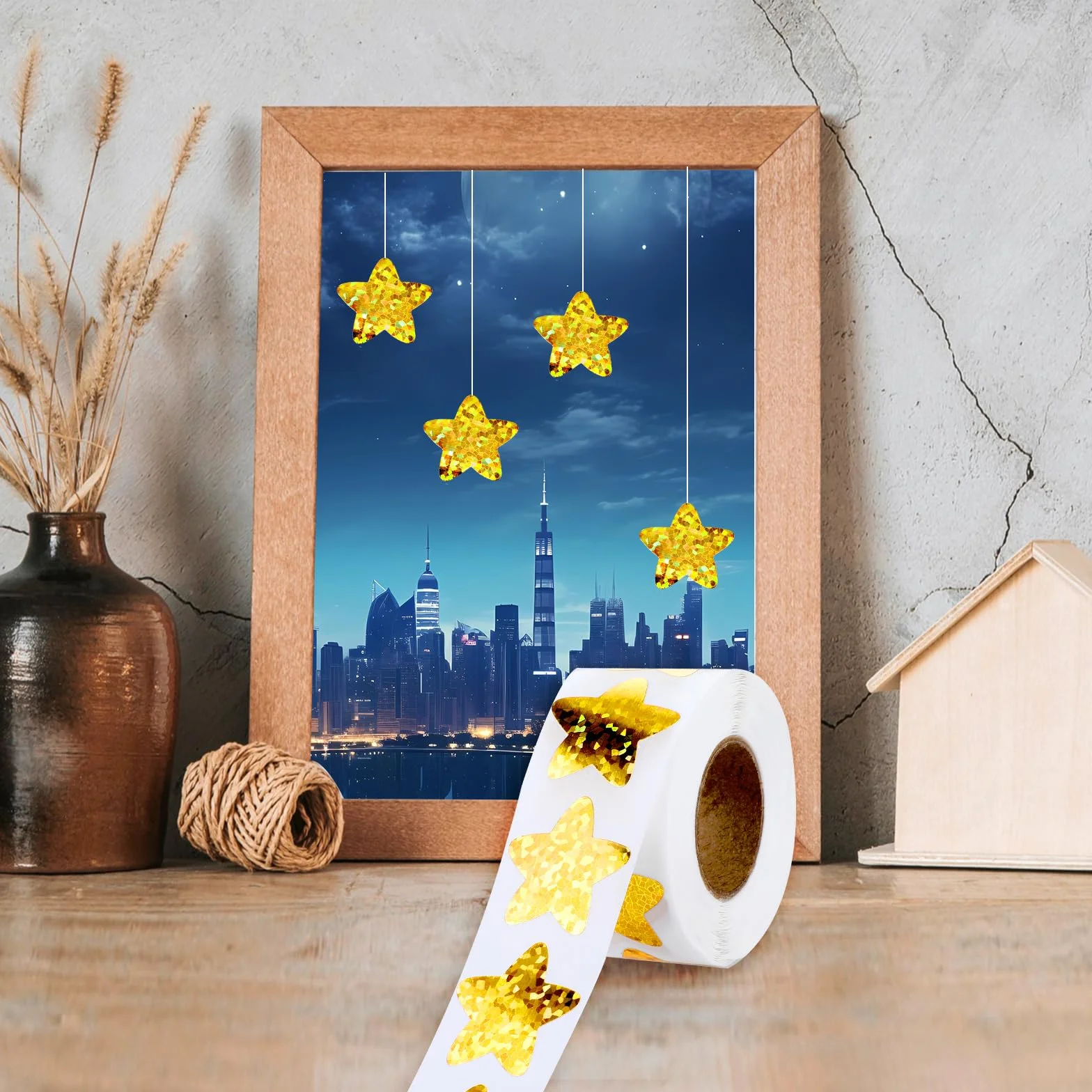500 sztuk błyszczących gwiazdek, naklejki z holograficznymi gwiazdami, błyszczące, aluminiowe naklejki z gwiazdkami, samoprzylepne, błyszczące gwiazdy, dla dzieci, do klasy, szkoły (złote)