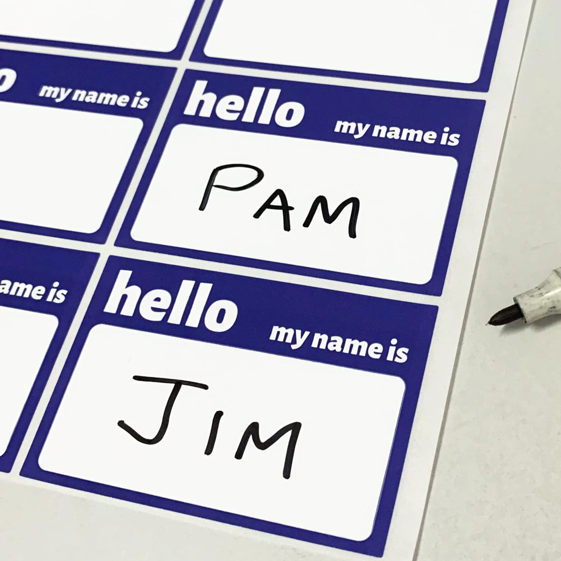 200 Sztuk - Naklejki Hello My Name Is, Witam Mam Na Imię, Naklejki z Imionami, 75 x 50 mm - Niebieskie