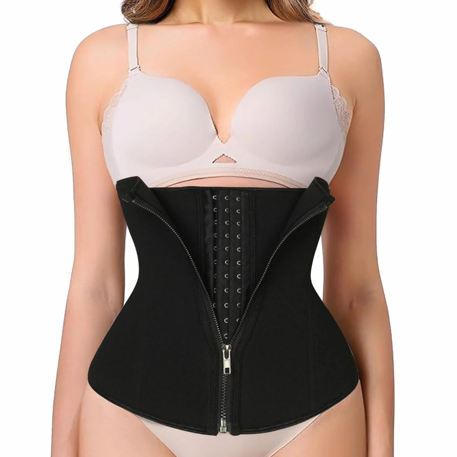Płaszcz wyszczuplający brzuch, kobieca osłona wyszczuplająca brzuch, damski gorset wyszczuplający, body modelujące brzuch, pas trener talia, L, czarny, L