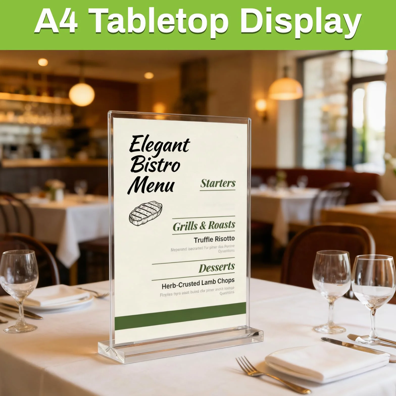 6 ekspozytorów stołowych A4, stojak DIN A4, przezroczysty stojak w kształcie litery T, format pionowy, A4, ekspozytor reklamowy, do reklamy, menu, tabliczki informacyjnej, biura, restauracji, sklepu