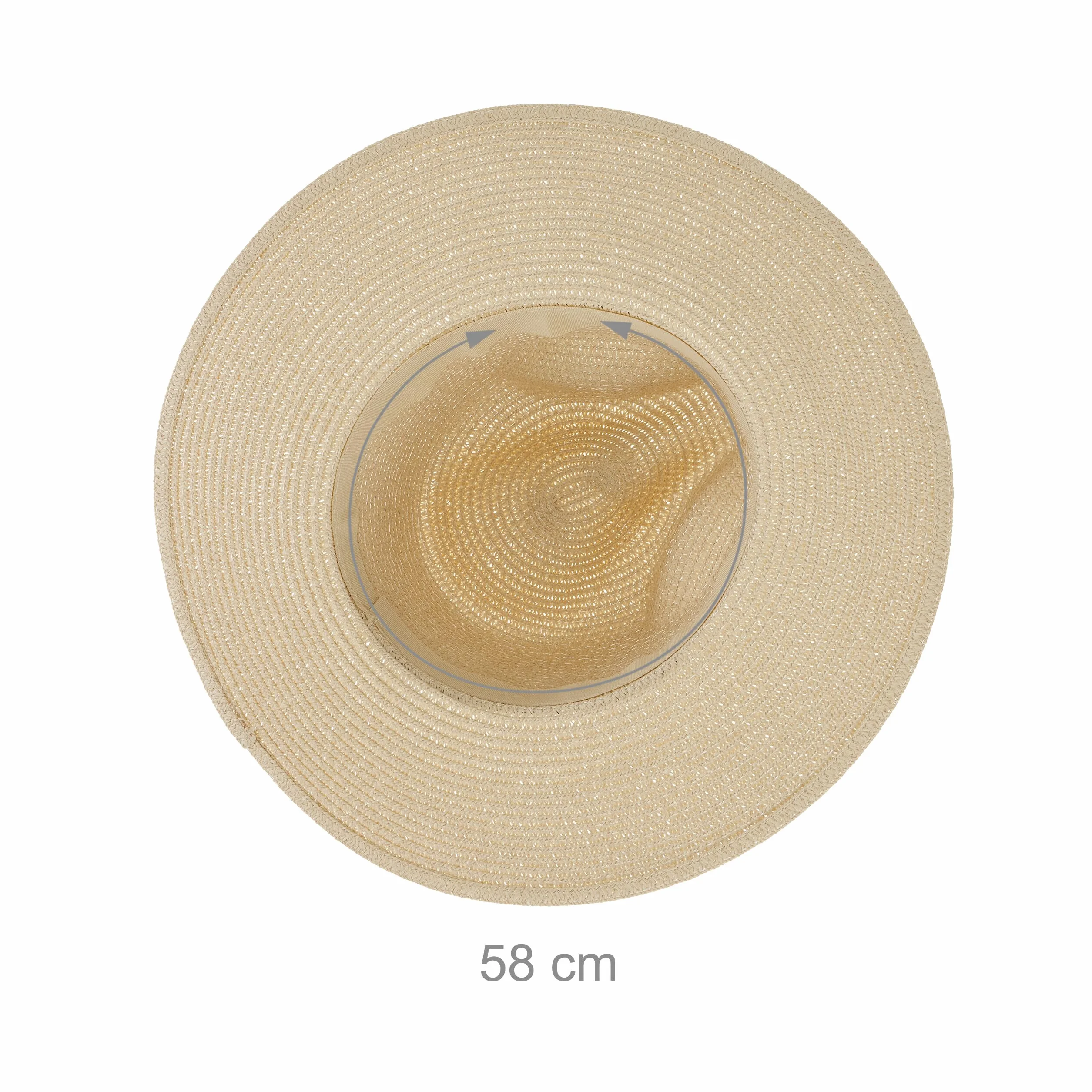 Relaxdays Kapelusz panama, dla kobiet i mężczyzn, kapelusz słomkowy ze wstążką rypsową, szerokie rondo, na obwód głowy: 54 cm, kapelusz Fedora, beżowy
