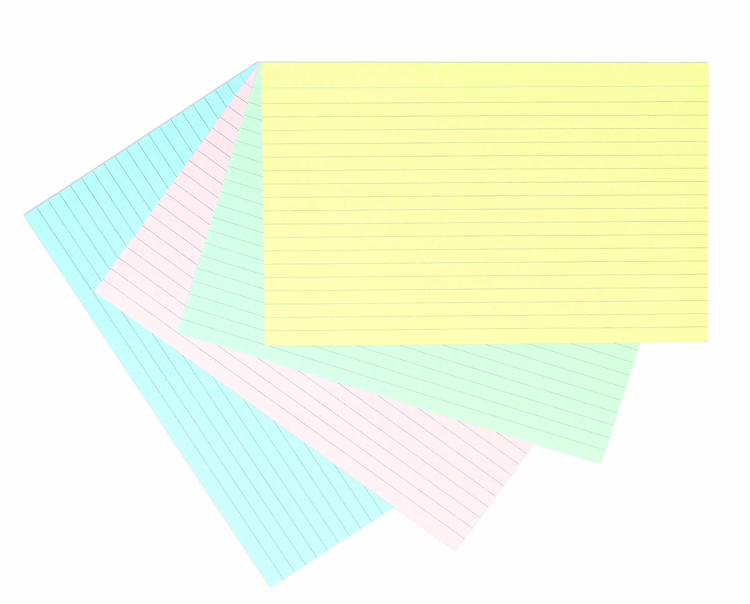 Silvine Wielokolorowe karty do nagrywania 20 x 12,7 cm – w linie z nagłówkiem, 100 kart w opakowaniu. Nr ref. 585AC (203 x 127 mm)