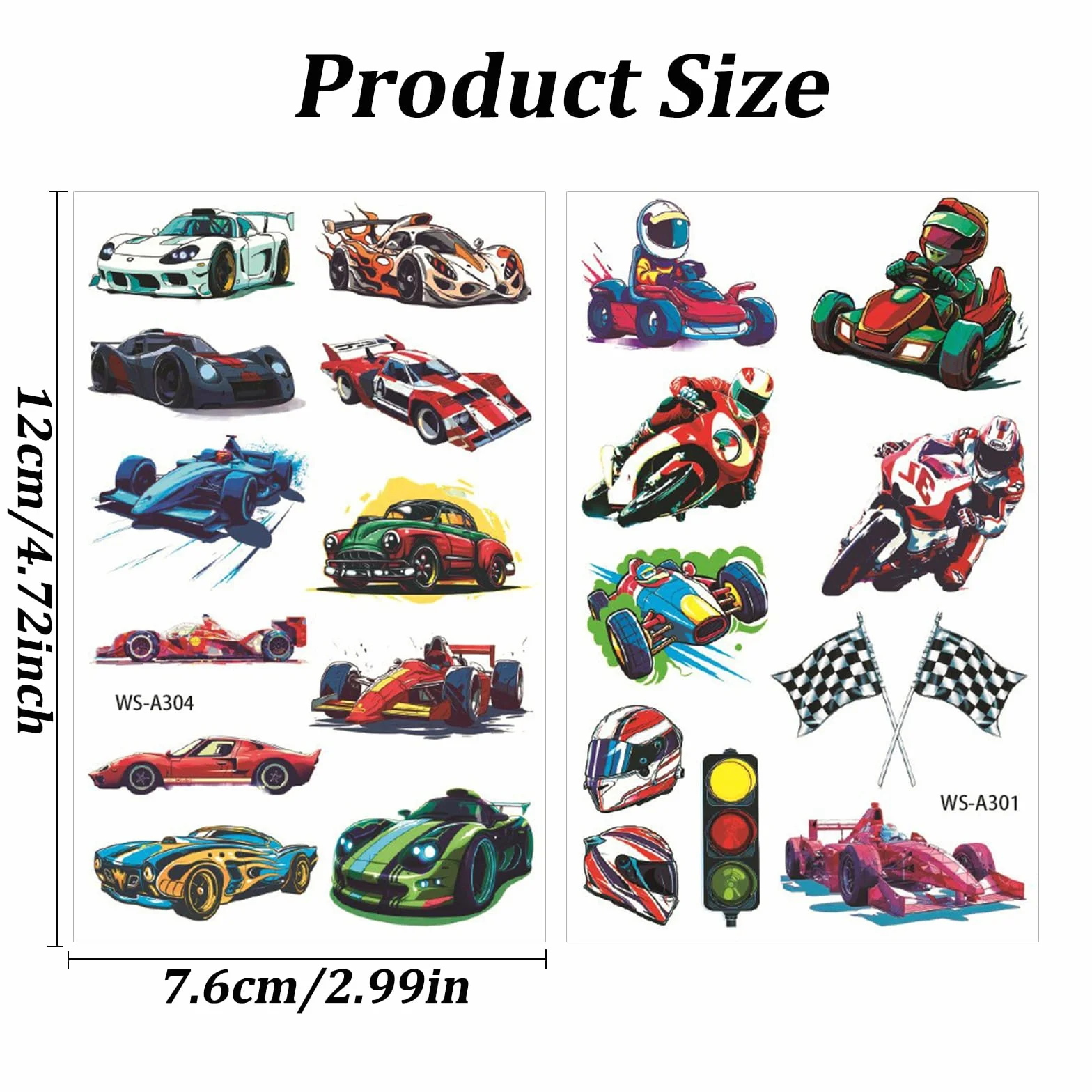 Qpout 90 sztuk tymczasowe tatuaże wyścigowe i monster trucki dla dzieci, koła fałszywe naklejki tatuażowe dla chłopców, wyścigowe przybory do urodzin, prezenty dla gości, dekoracje