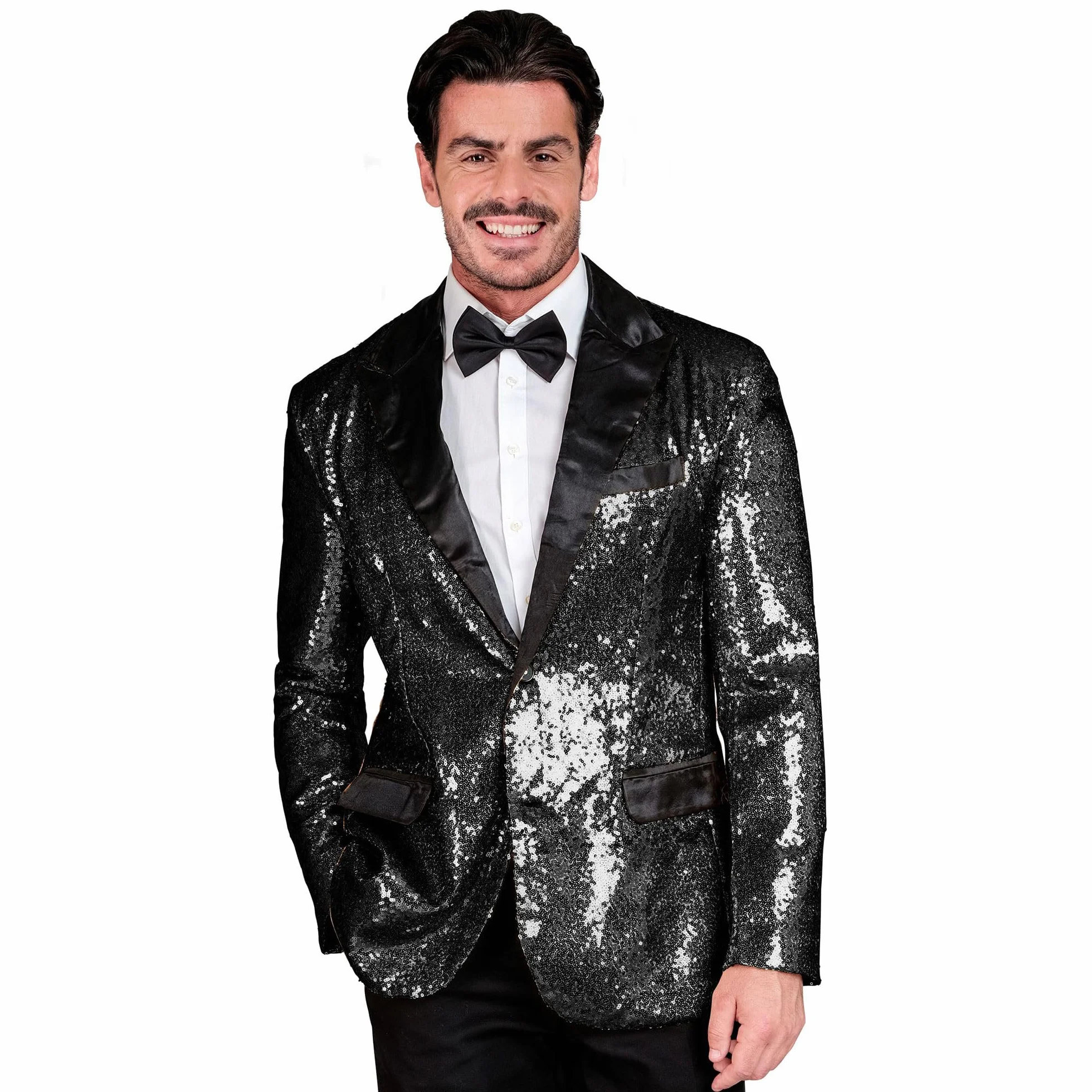 W WIDMANN MILANO Party Fashion - Kurtka imprezowa z cekinami dla mężczyzn, satyna, Disco Fever