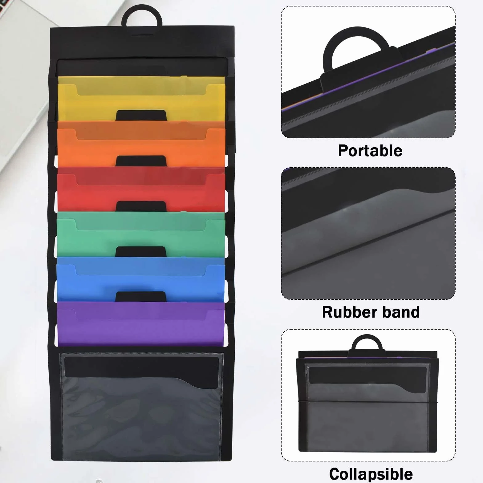 Colexy Wiszący organizer na dokumenty A4, kaskadowy organizer na dokumenty A4, wiszący organizer na dokumenty ścienne z 6 dużymi kieszeniami na papier szkolny, do biura, na dokumenty, pocztę, książki