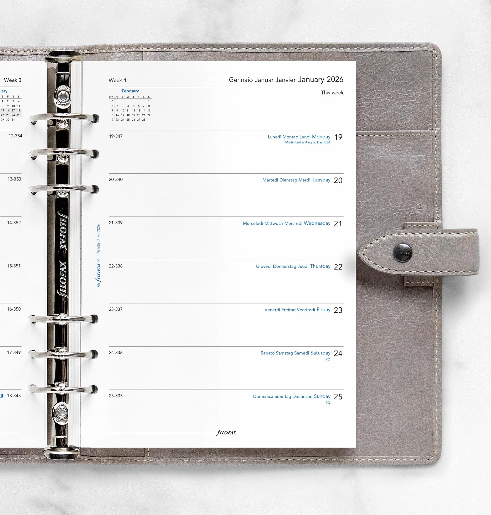 Filofax A5 tydzień na stronę 4 język 2026 dziennik 26-68517