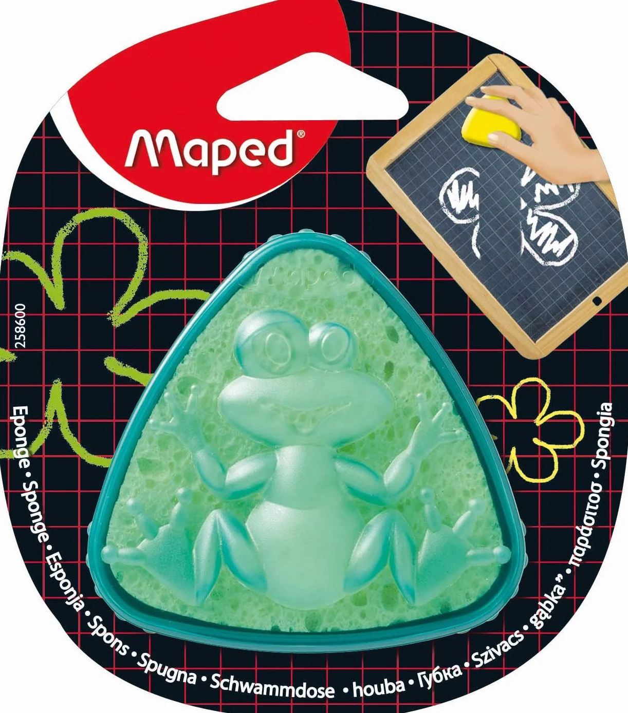 Maped M258600 - gąbka do tablic Sponge Box, trójkątny kształt, zielony/żółty