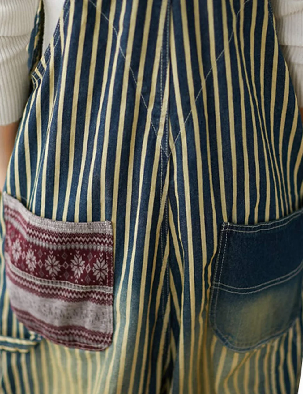 Youlee Damskie spodnie ogrodniczki z szerokimi nogawkami w stylu retro