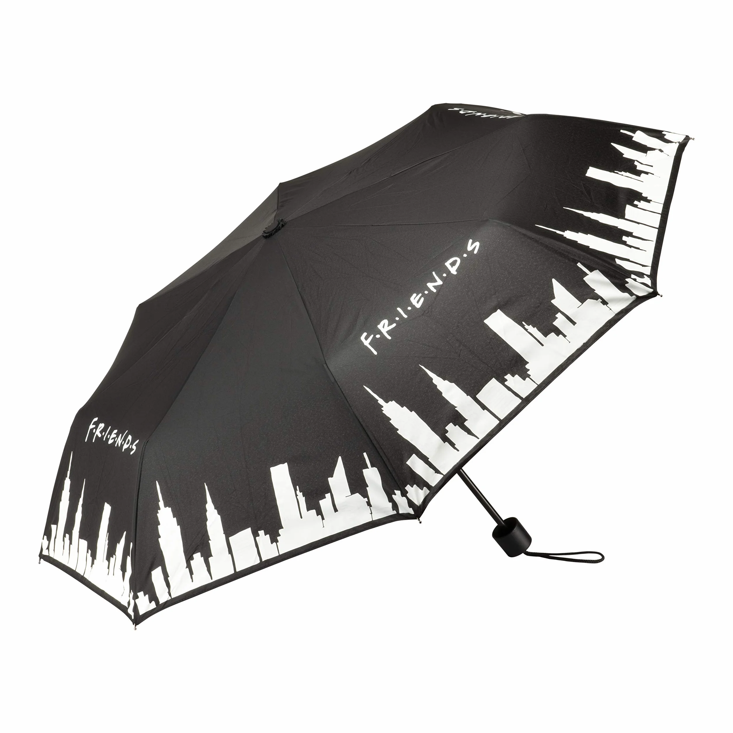 Przyjaciele serial telewizyjny zmieniający kolor parasol - nadruk panoramy Nowego Jorku Manhattan - oficjalnie licencjonowany, Czarno-biały, 26 x 6 x 6 cm, Młody dorosły